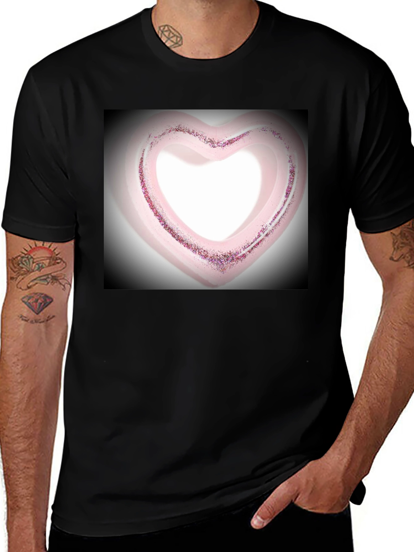 Variant 17 of Heart Graphic Black T-Shirt - Stylish Casual Wear