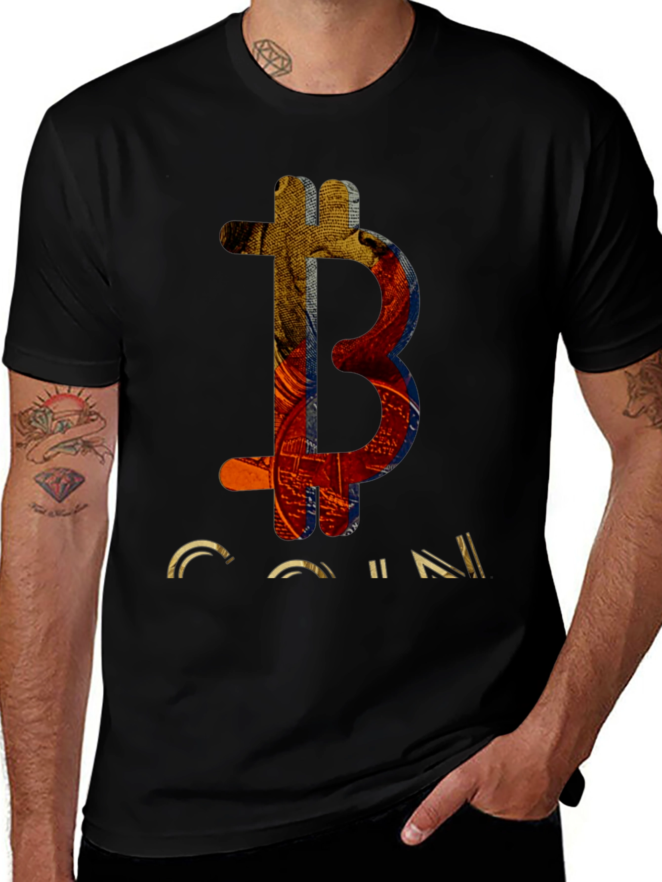 Bitcoin 'B' Logo Graphic Print Black Tee