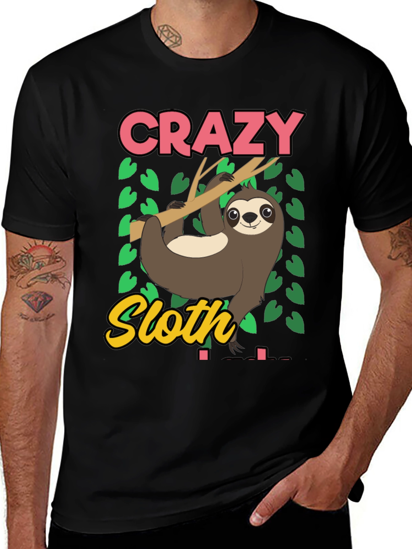 Variant 3 of Crazy Sloth Graphic Tee - Relaxed Fit Cotton T-Shirt