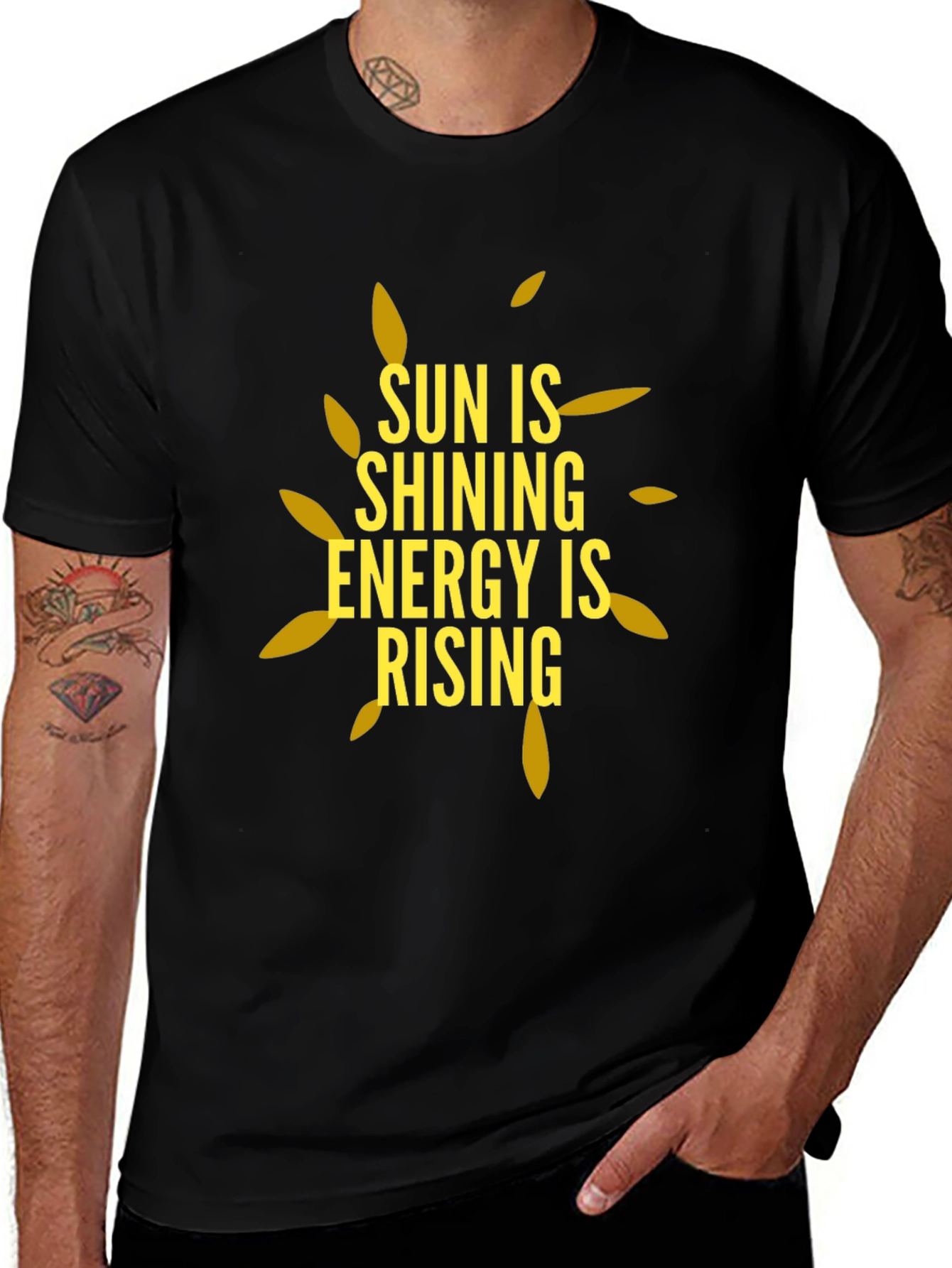Variant 10 of Sun is Shining Energy is Rising Black T-Shirt