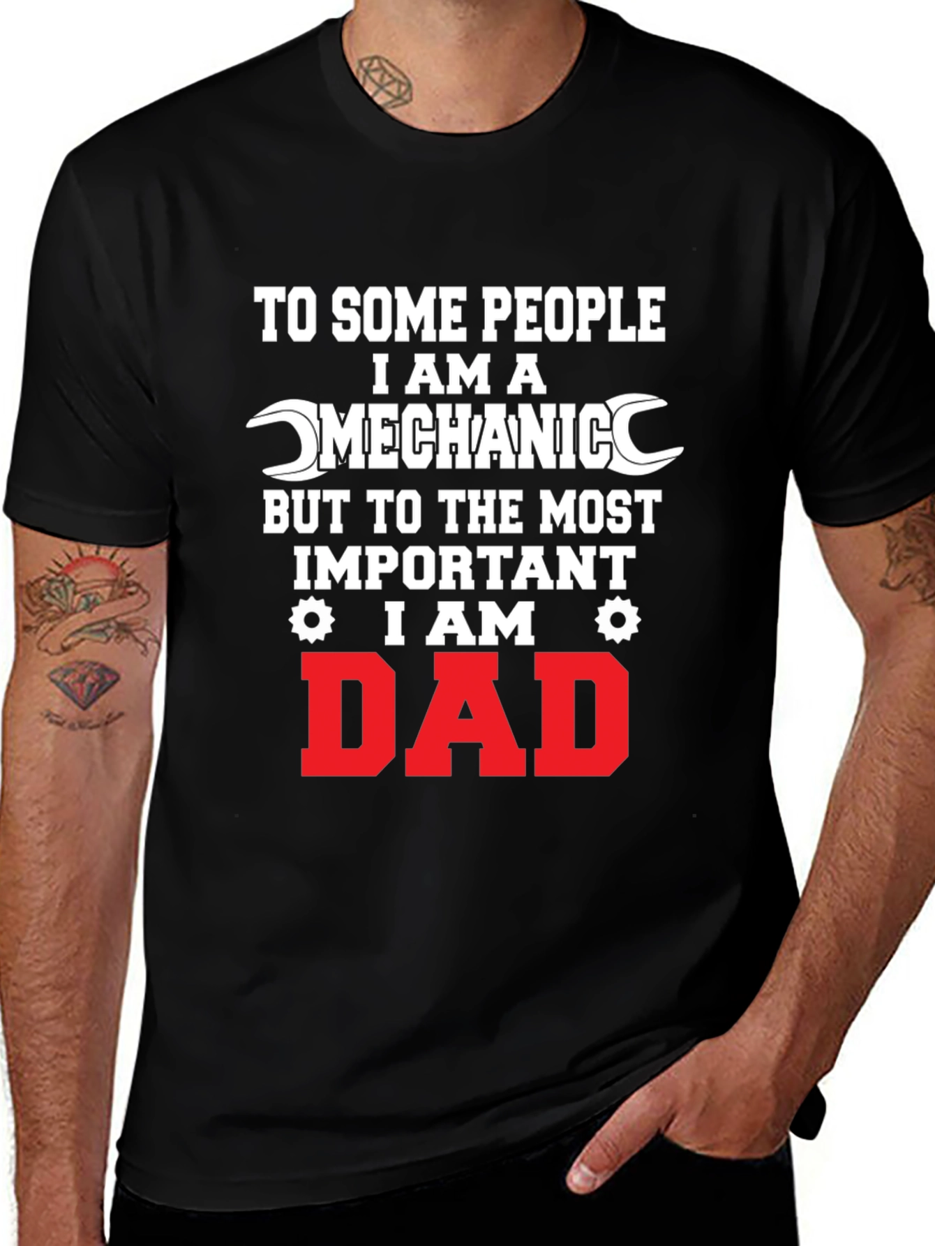 Variant 23 of Mechanic Dad Graphic Tee - Black