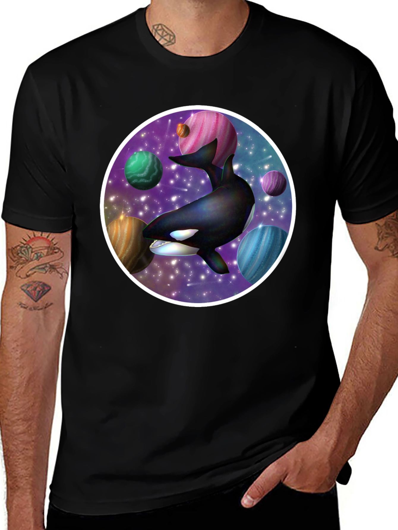 Variant 12 of Space Orca Graphic Tee - Galaxy Whale Design