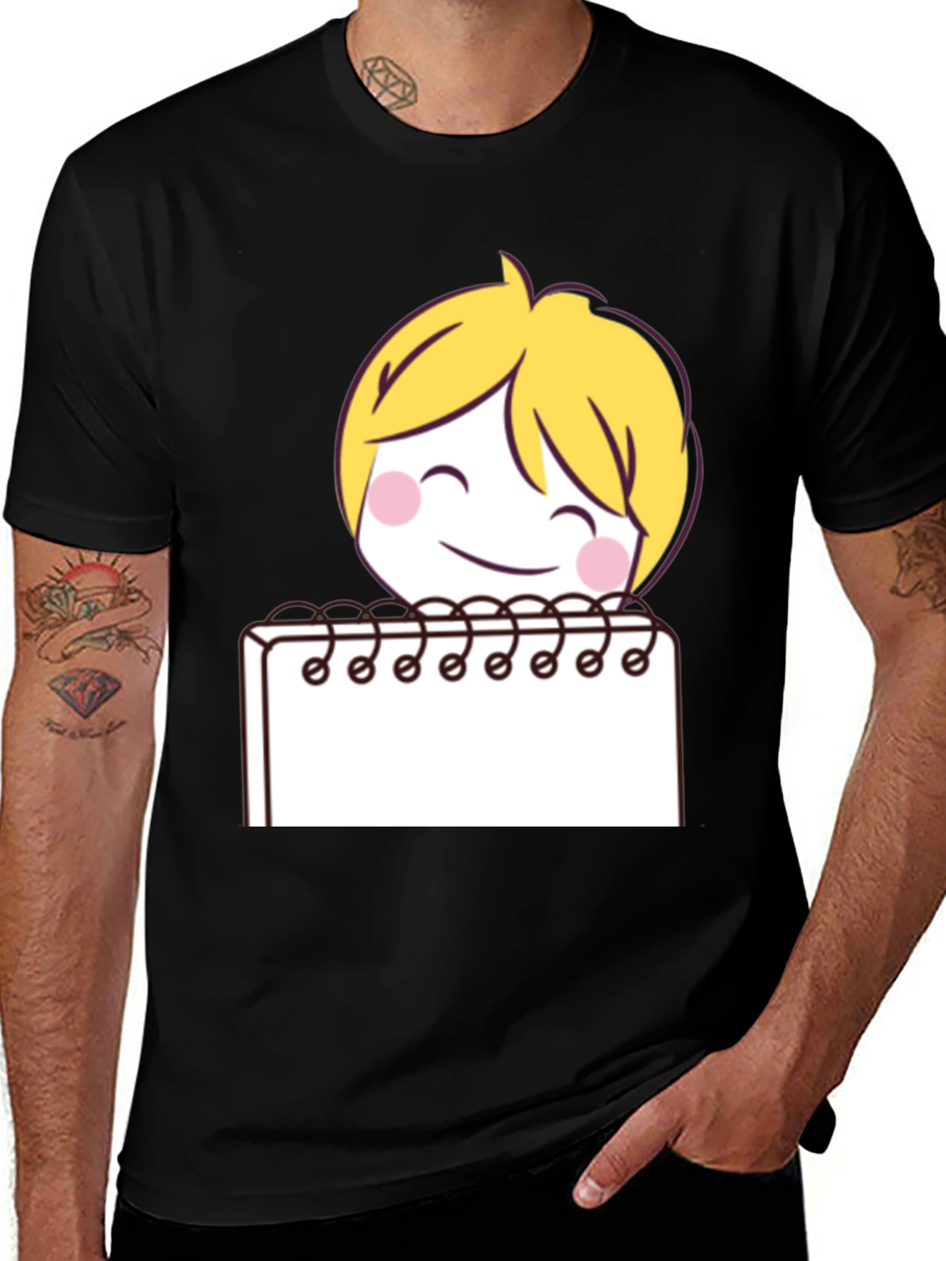 Variant 18 of Cartoon Notebook T-Shirt - Unisex Black Tee