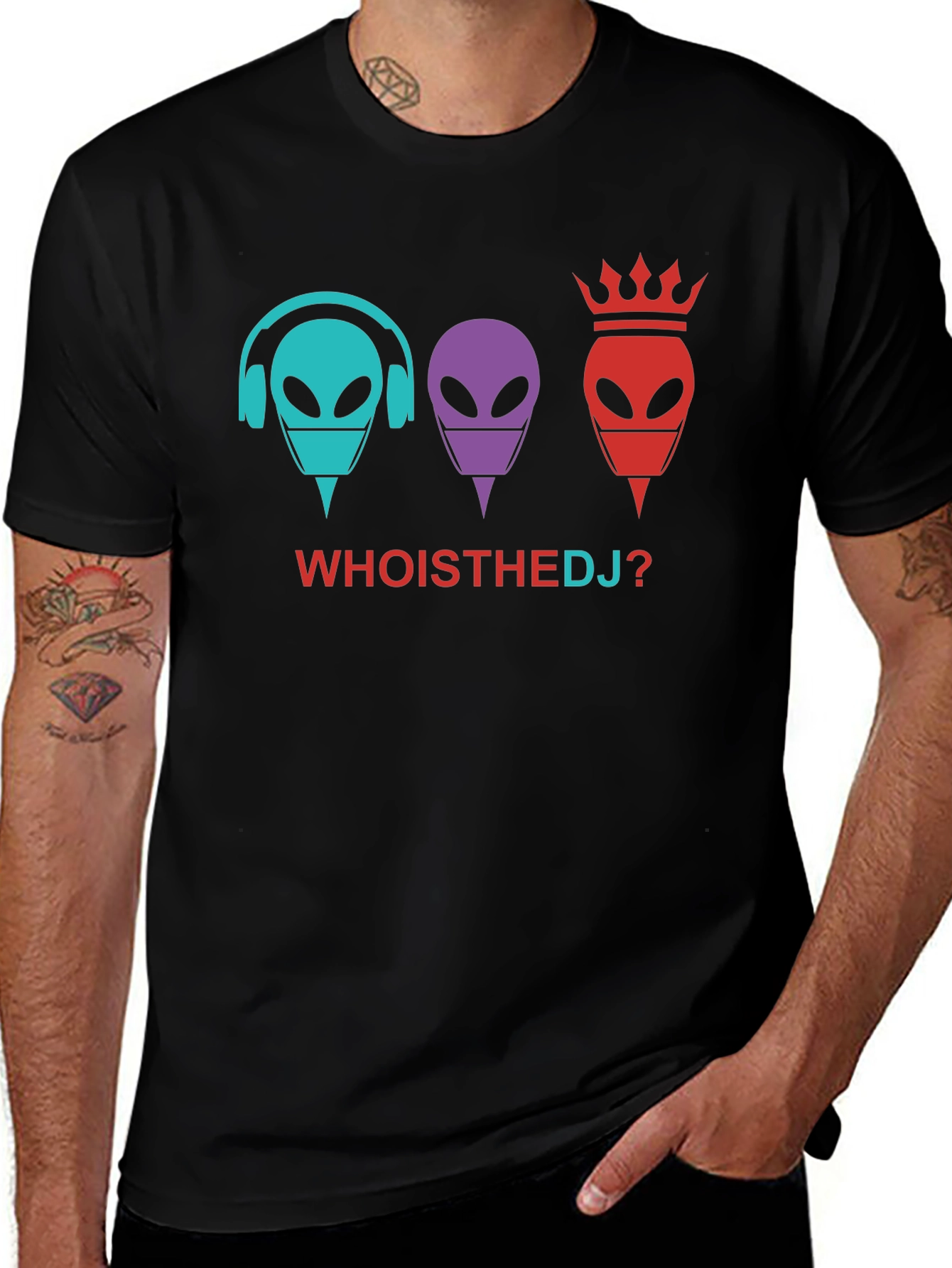 Variant 27 of Whoisthedj? Alien Headphone Crown T-Shirt