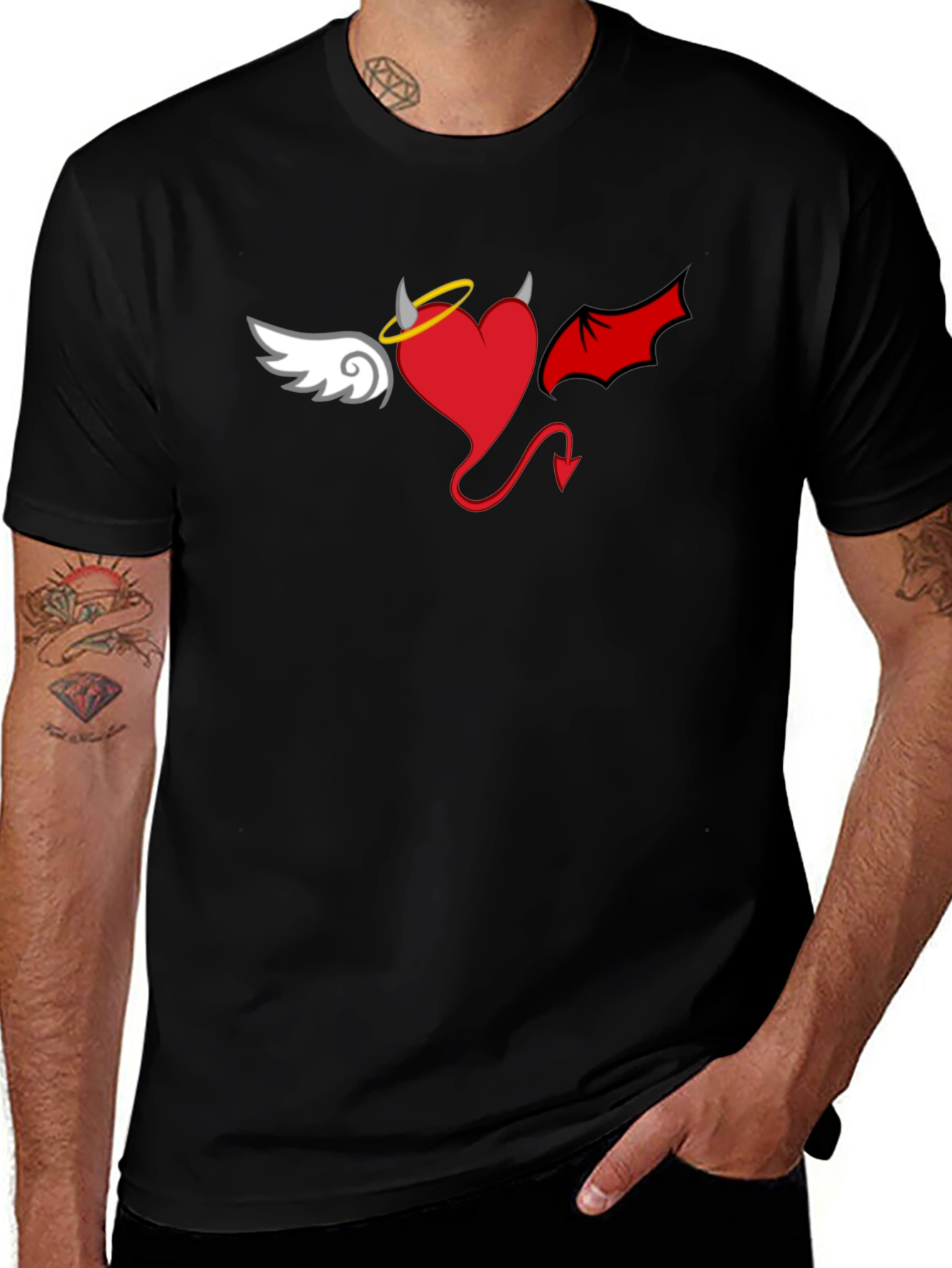 Variant 24 of Angel Devil Heart Graphic T-Shirt - Love & Mischief!