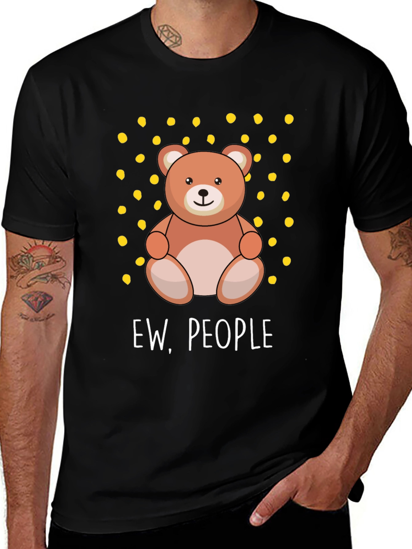 Variant 21 of Ew People Teddy Bear Black T-Shirt