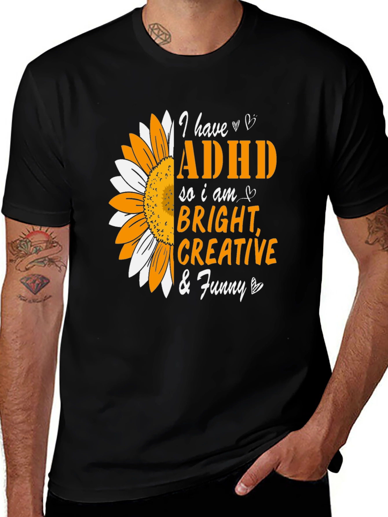 Variant 26 of ADHD Sunflower Graphic Tee - Bright, Creative & Funny