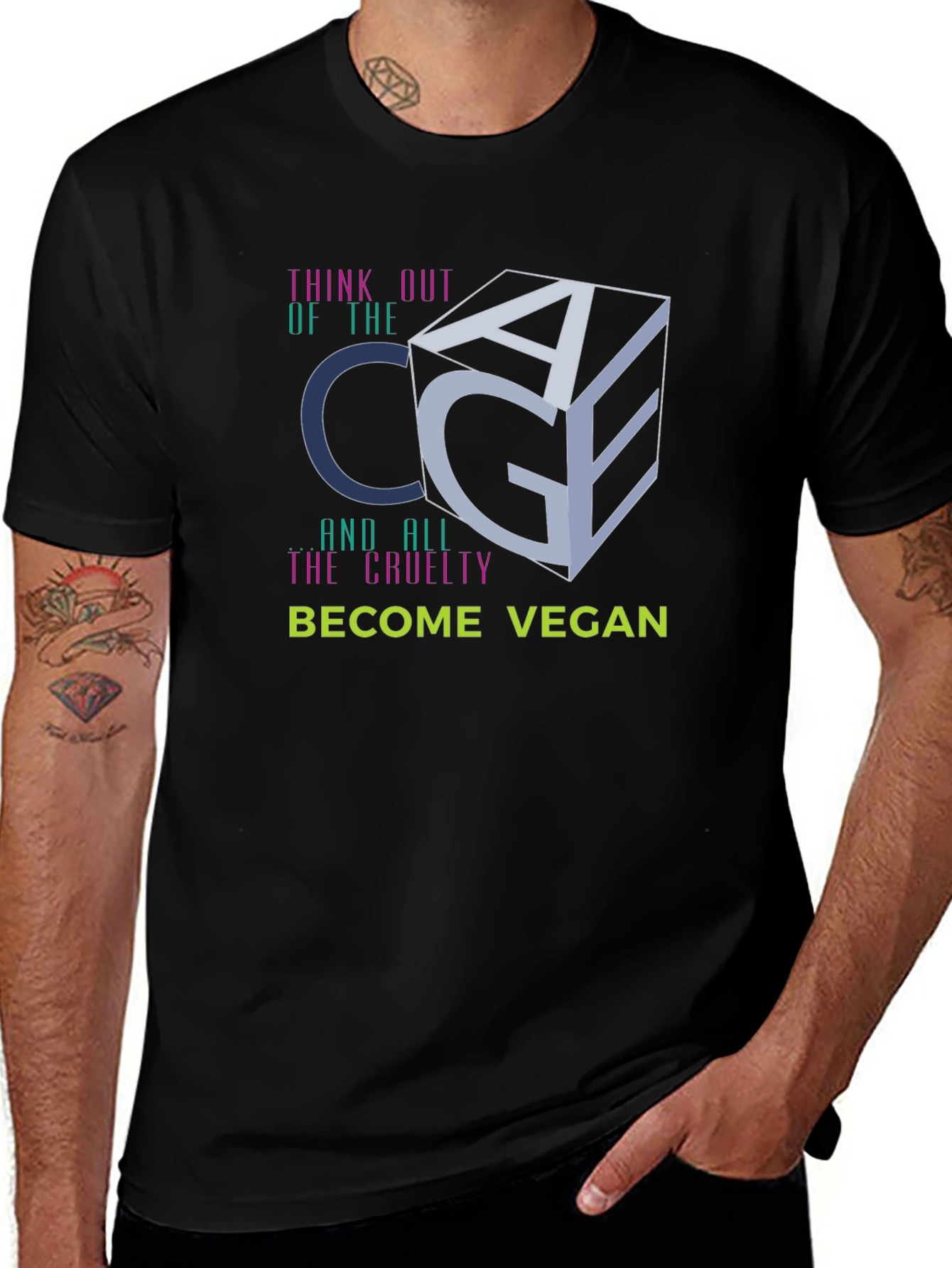 Variant 15 of Think Out Of The Cage Vegan T-Shirt