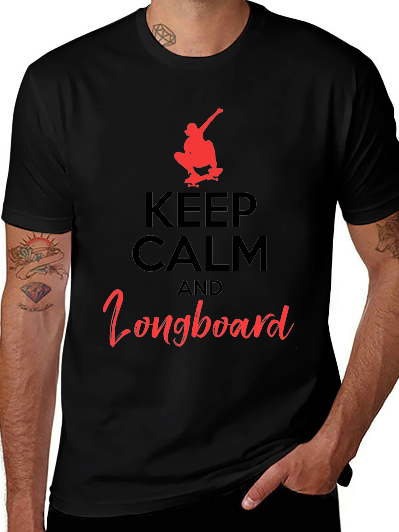 Variant 14 of Keep Calm and Longboard T-Shirt - Skater Tee