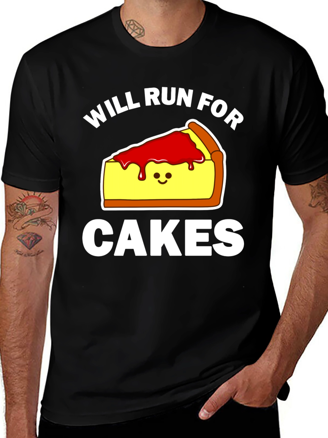 Will Run for Cakes T-Shirt - Funny Foodie Tee