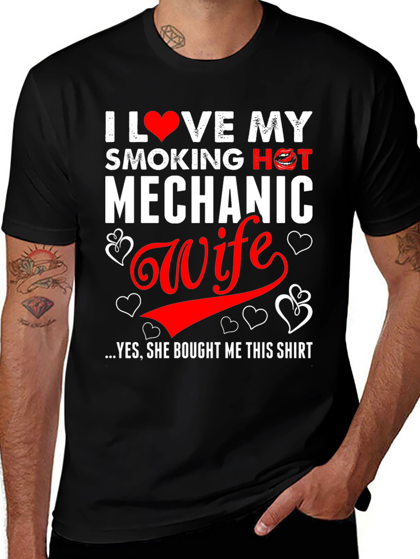 Variant 15 of I Love My Smoking Hot Mechanic Wife Funny T-Shirt