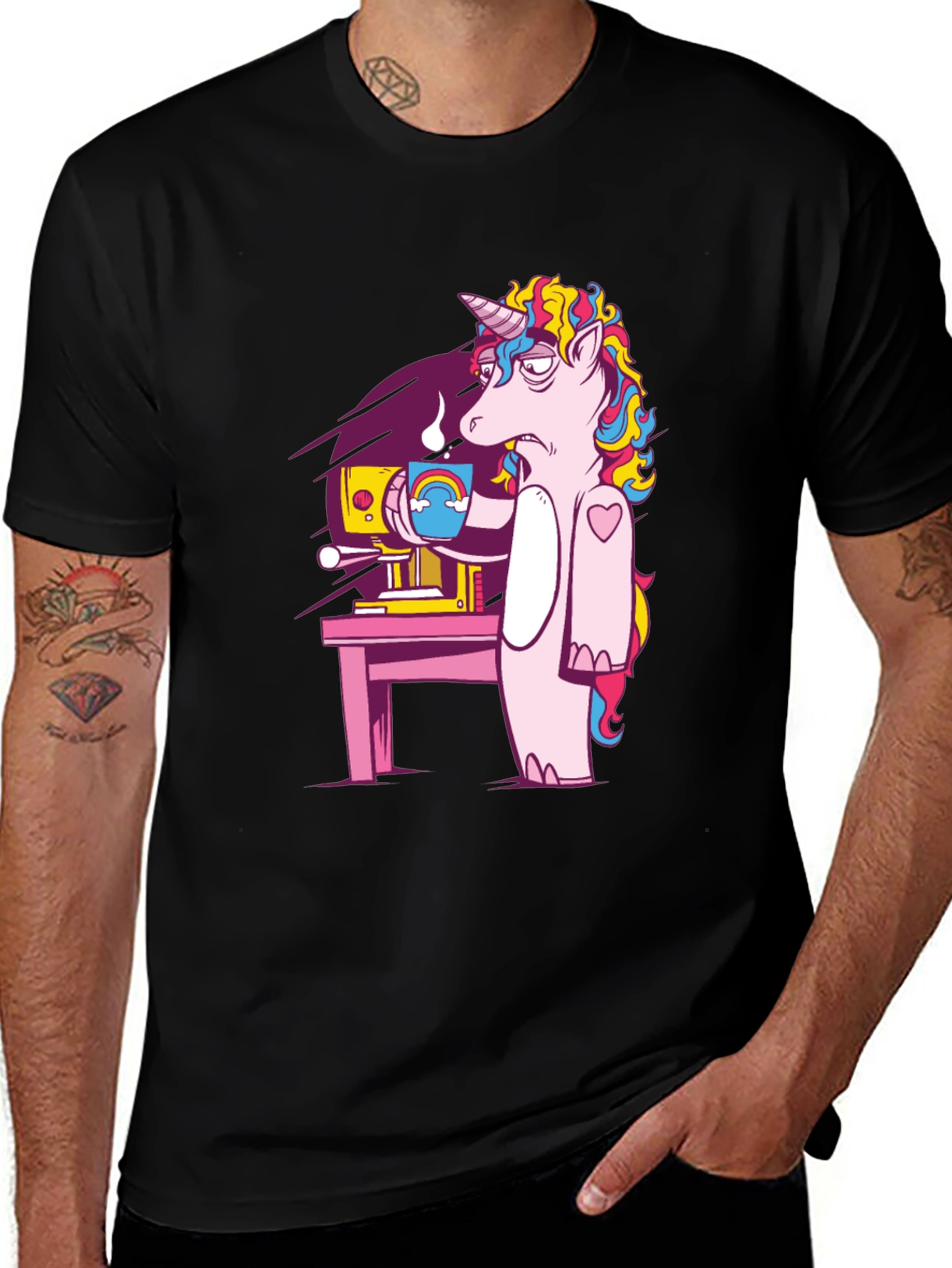 Variant 8 of Unicorn Coffee Graphic Tee - Black