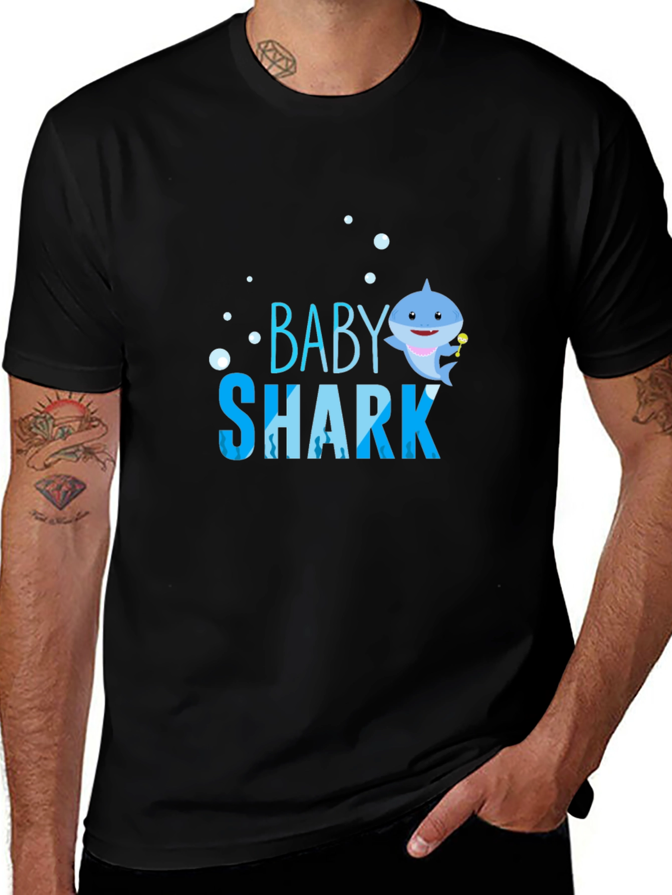 Baby Shark Graphic T-Shirt - Black Cotton Blend