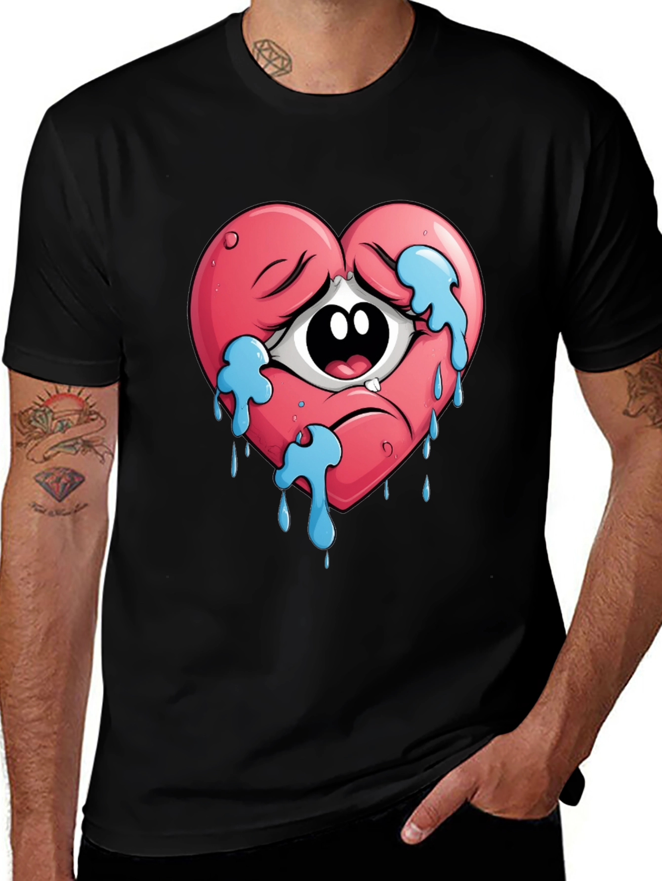 Variant 8 of Sad Heart Crying Eye Graphic Tee - Unisex