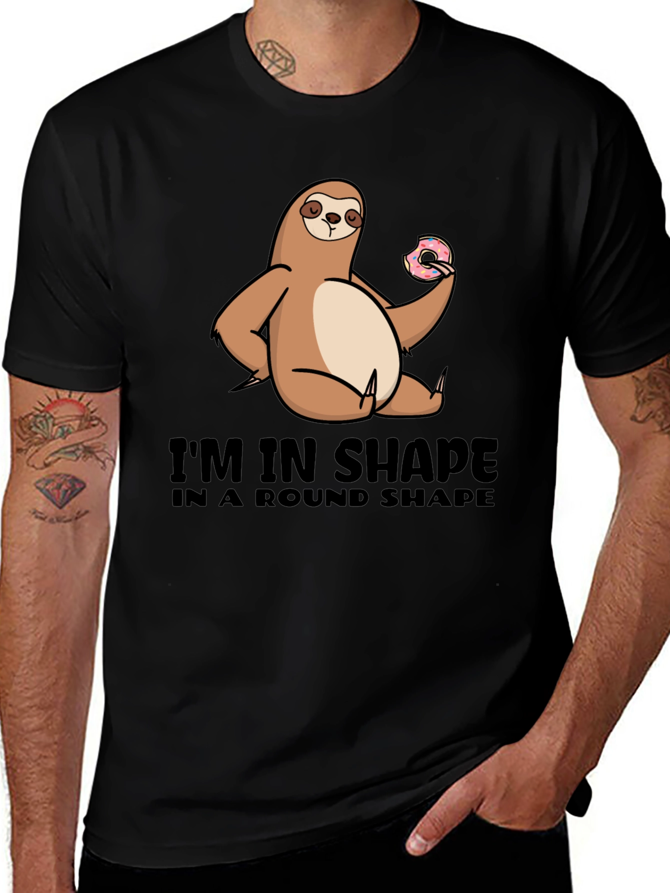 Variant 15 of Sloth Round Shape T-Shirt Funny Graphic Tee