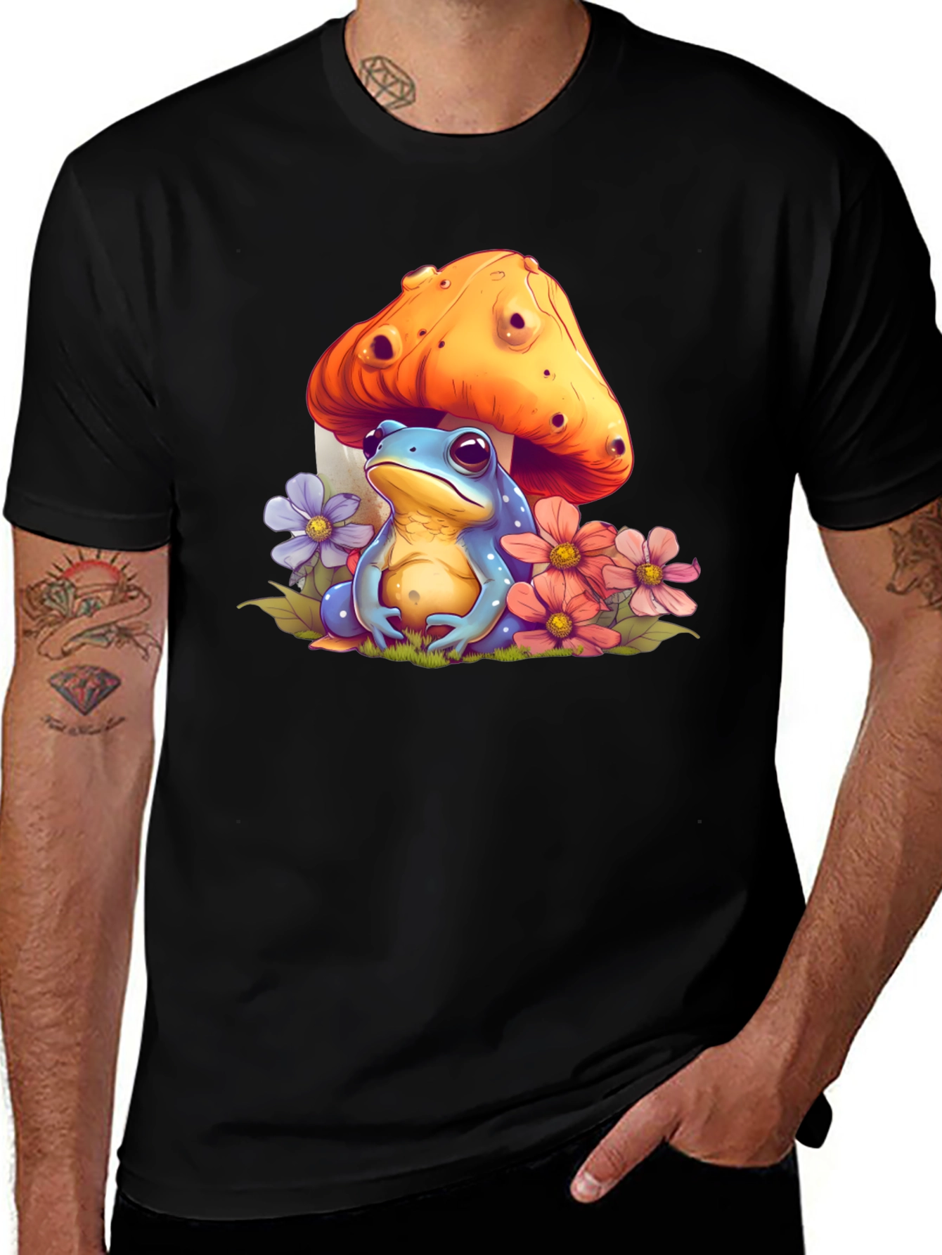 Variant 26 of Frog Mushroom Black T-Shirt
