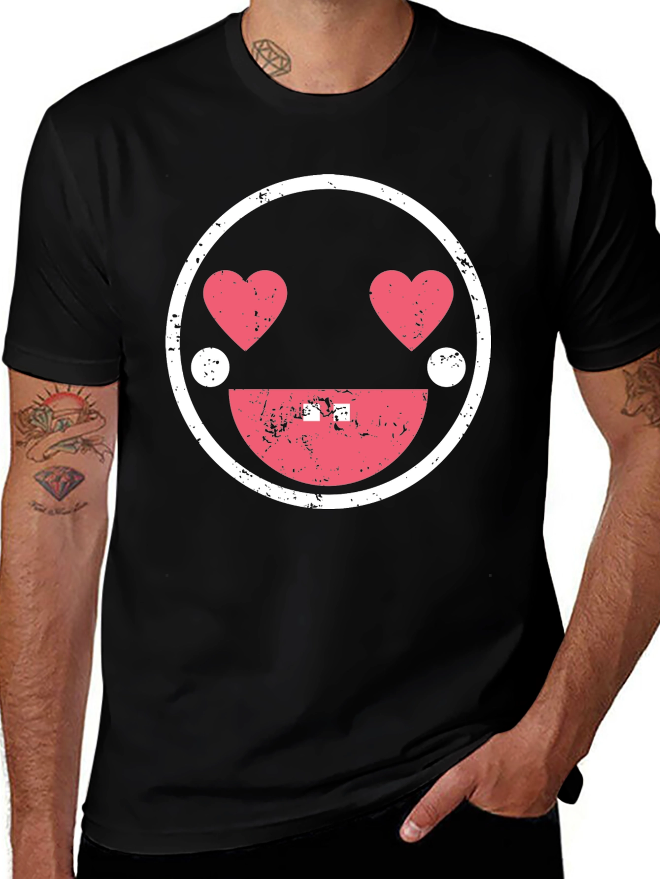 Variant 21 of Love Eyes Emoji Graphic Tee - Trendy Casual Shirt