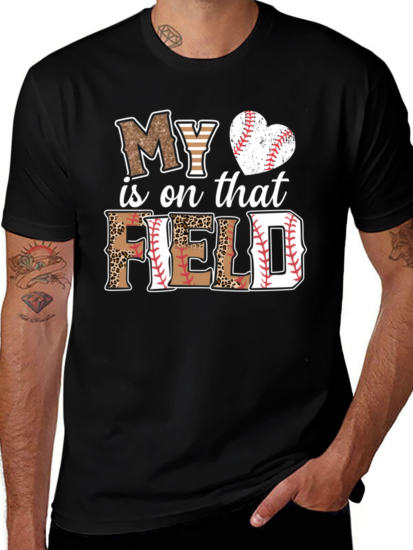 Variant 25 of My Heart is on That Field Baseball T-Shirt