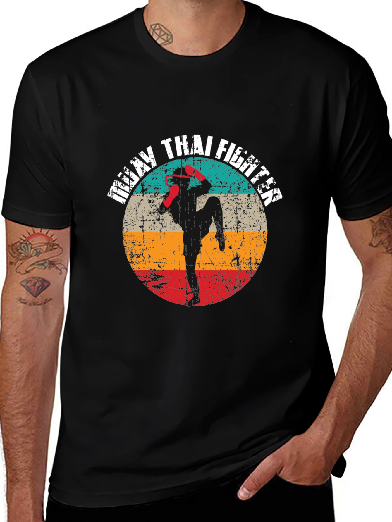 Muay Thai Fighter T-Shirt, Vintage Style Martial Arts Tee