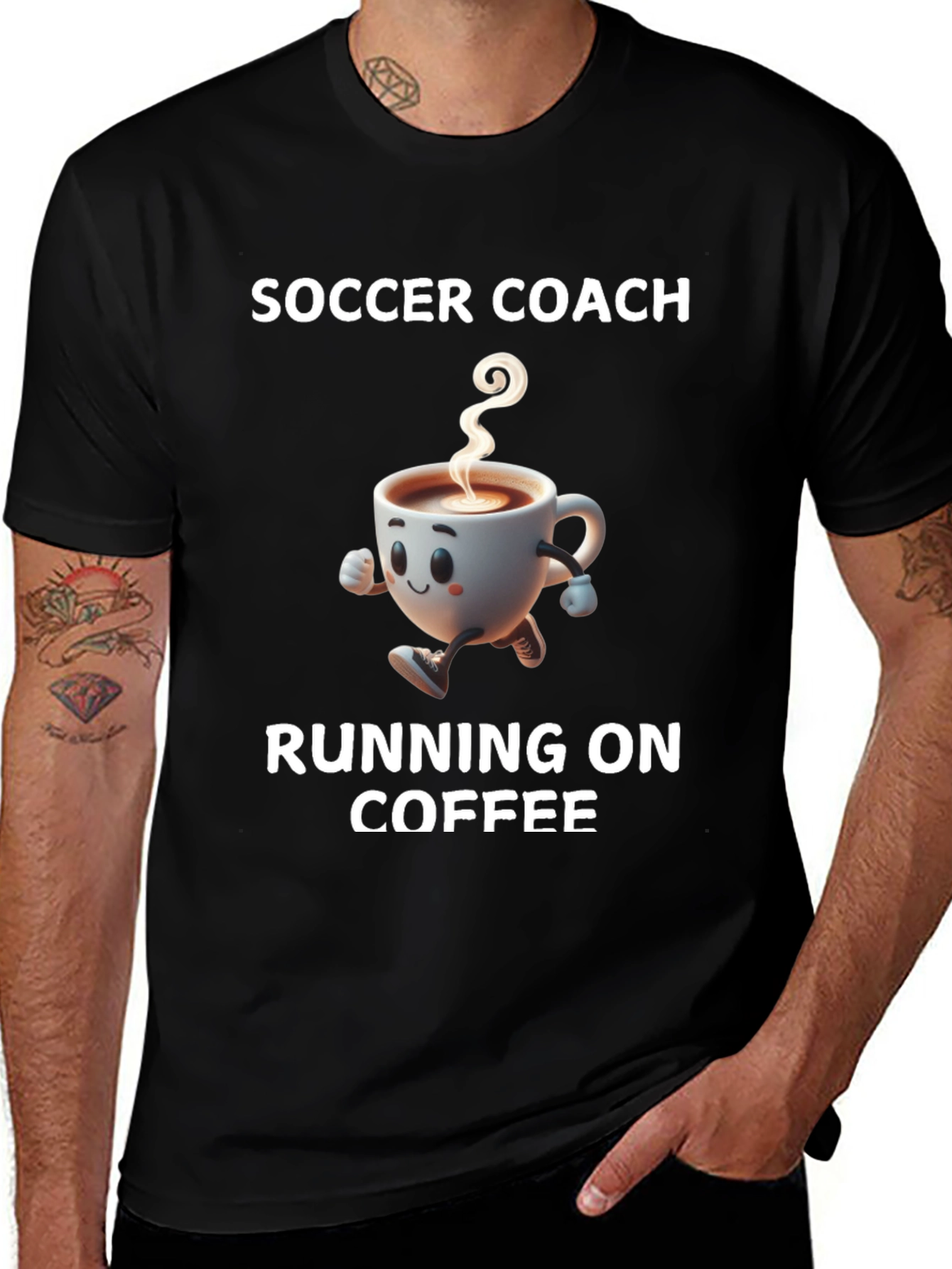 Variant 11 of Soccer Coach Running on Coffee Graphic T-Shirt