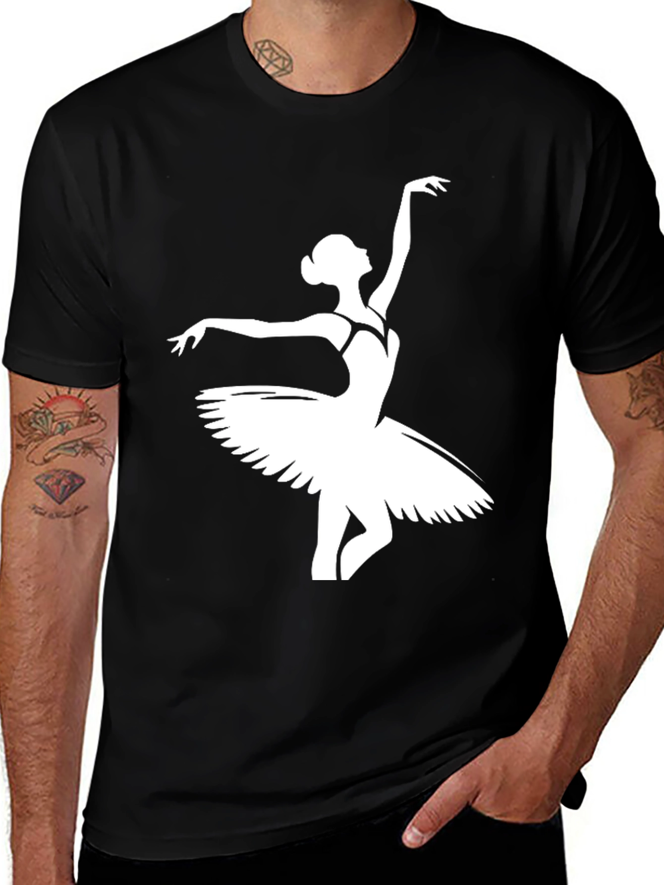 Variant 25 of Ballerina Dance Graphic Tee - Black Cotton T-Shirt