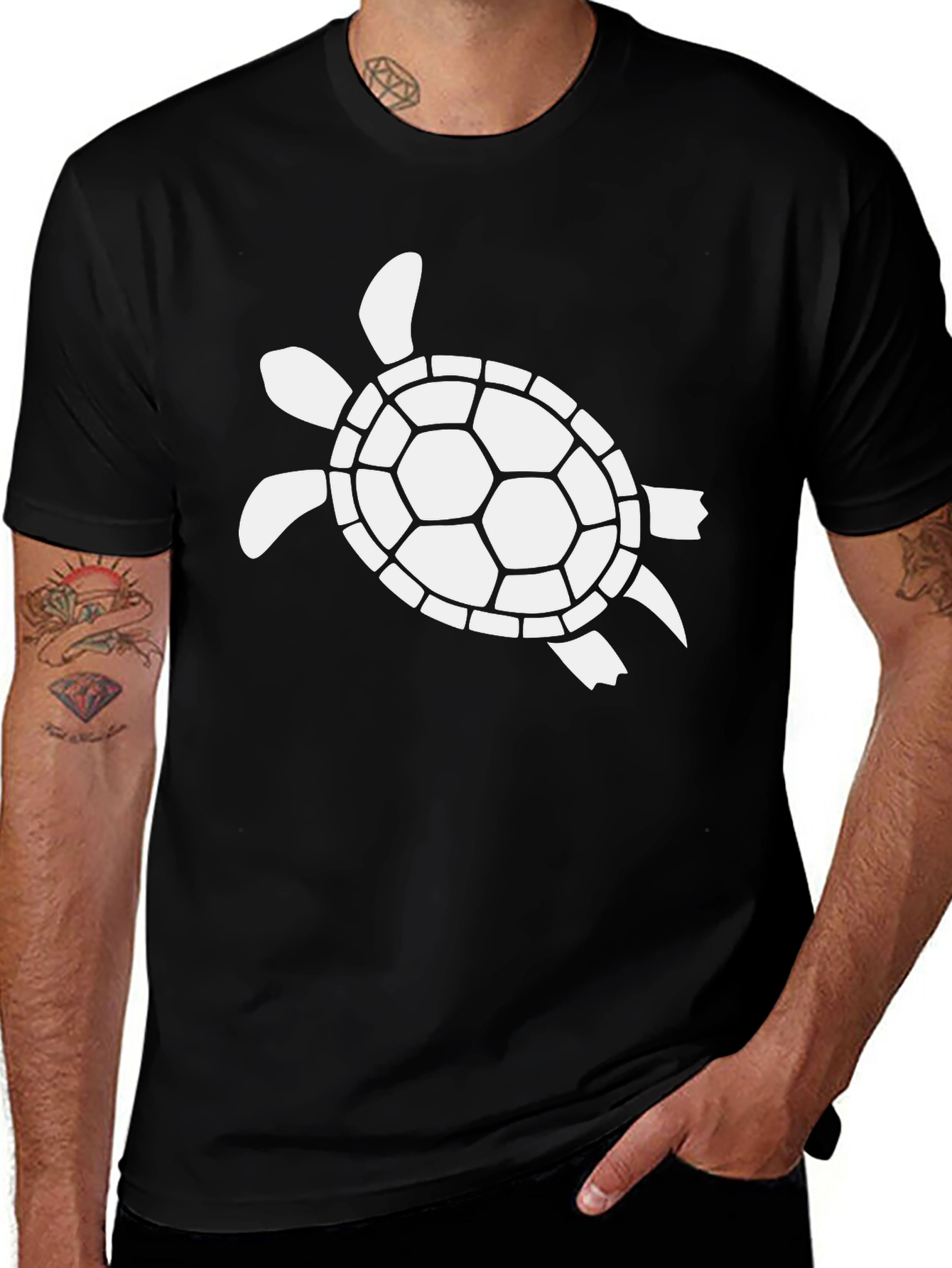 Variant 5 of Black Turtle Graphic Tee - Casual Style