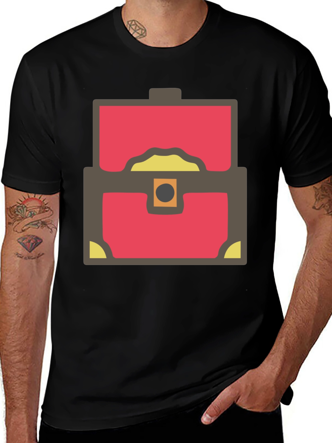 Treasure Chest Graphic Tee - Black Cotton Blend