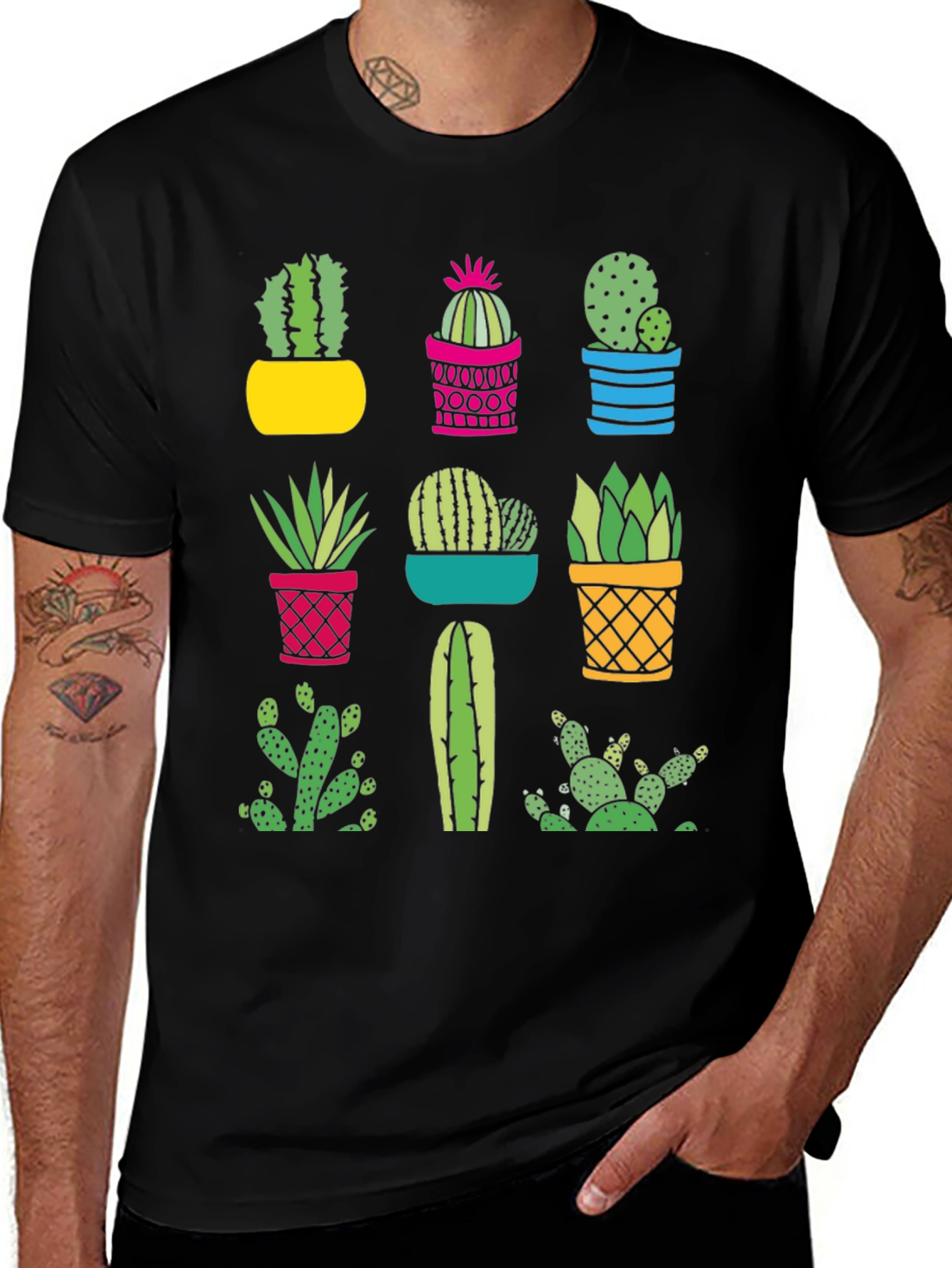 Variant 13 of Cactus Graphic Print Crew Neck T-Shirt