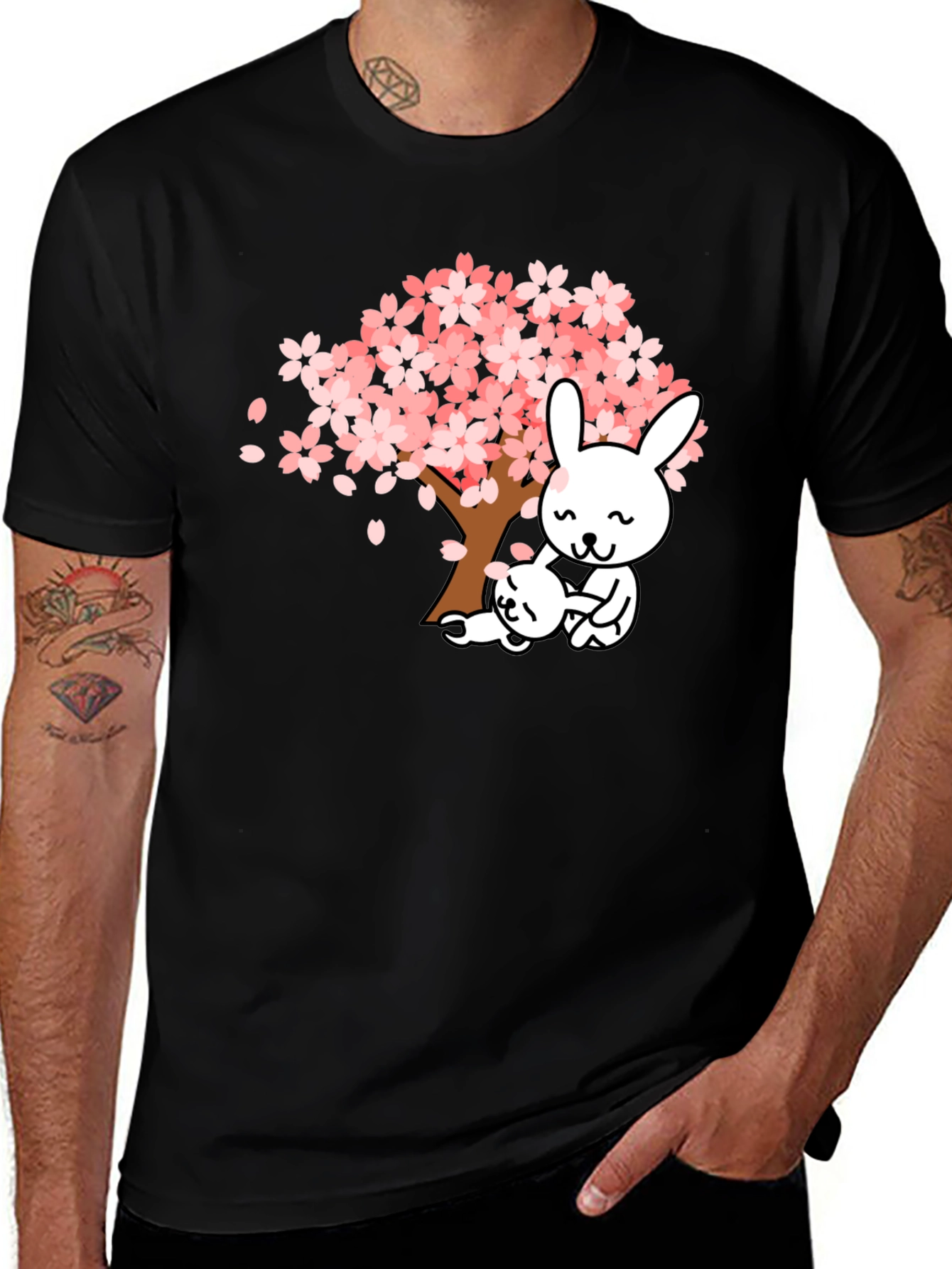 Variant 16 of Bunny Cherry Blossom Graphic T-Shirt