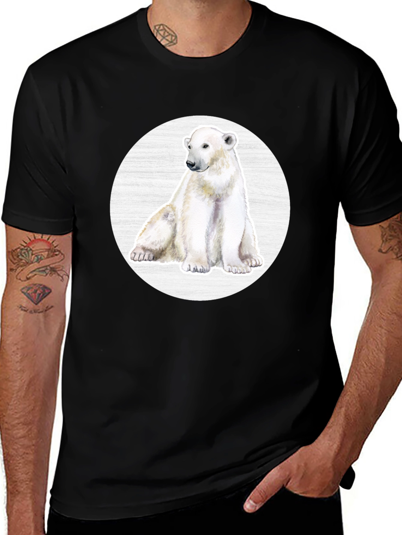 Variant 23 of Polar Bear Graphic Print Crew Neck T-Shirt