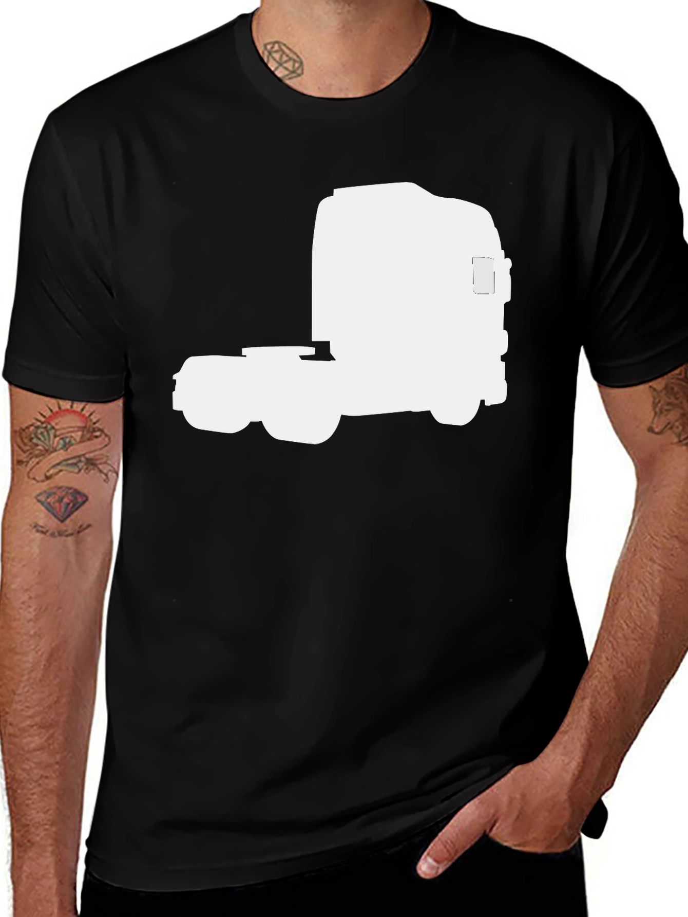 Variant 9 of Truck Graphic T-Shirt - Black Cotton Tee
