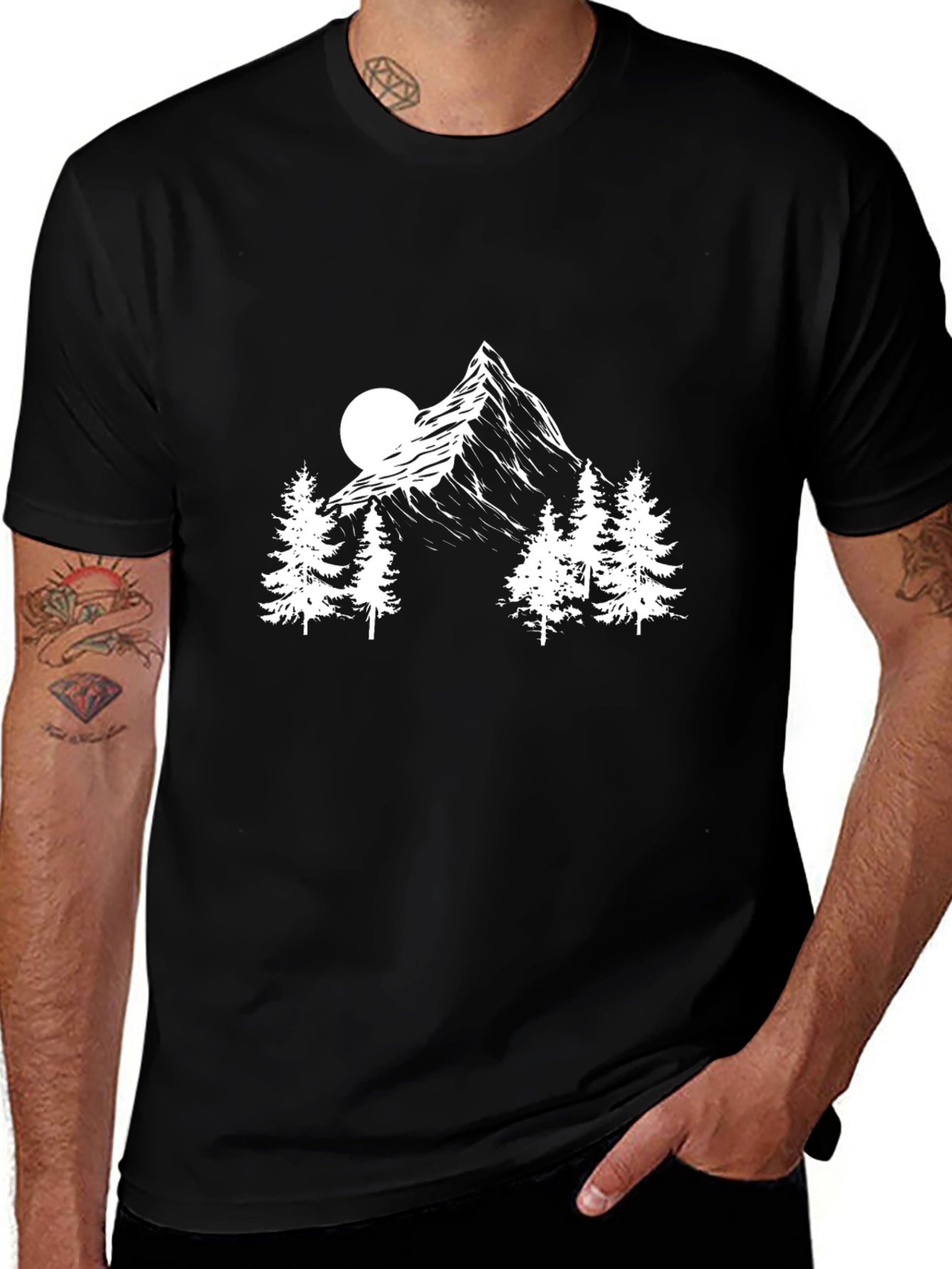 Variant 10 of Mountain Scene Graphic Tee - Black