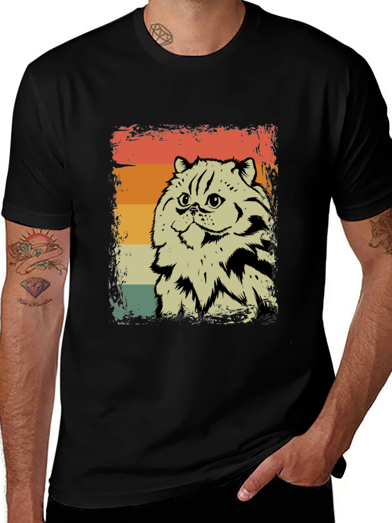 Variant 11 of Vintage Cat Graphic T-Shirt - Retro Style