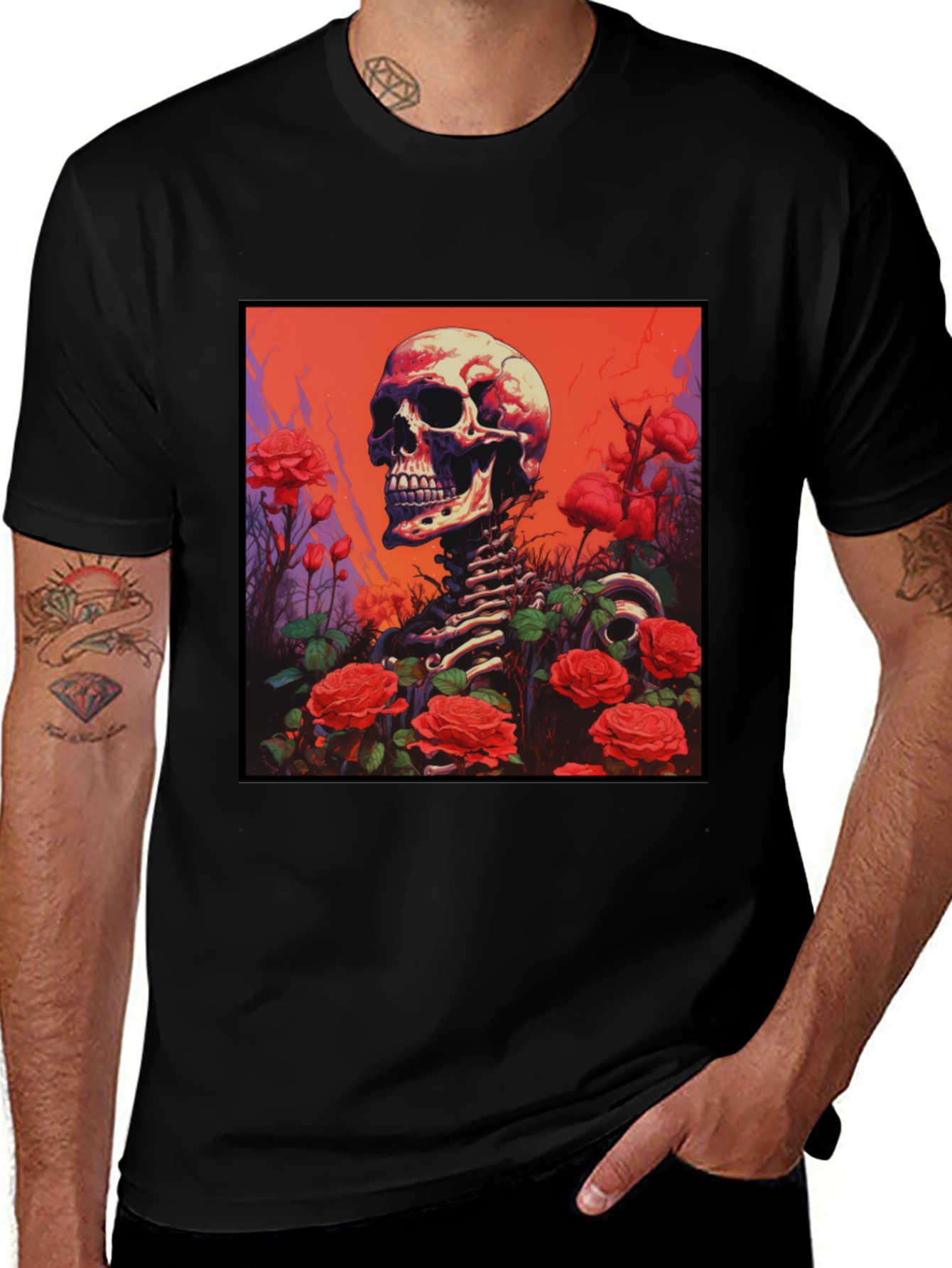 Variant 24 of Skeleton & Roses Graphic Tee