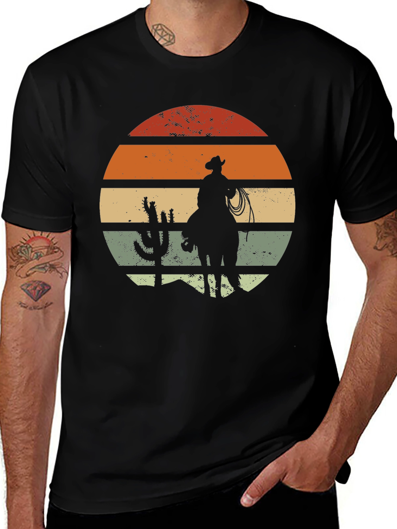 Variant 10 of Retro Cowboy Sunset Graphic Tee