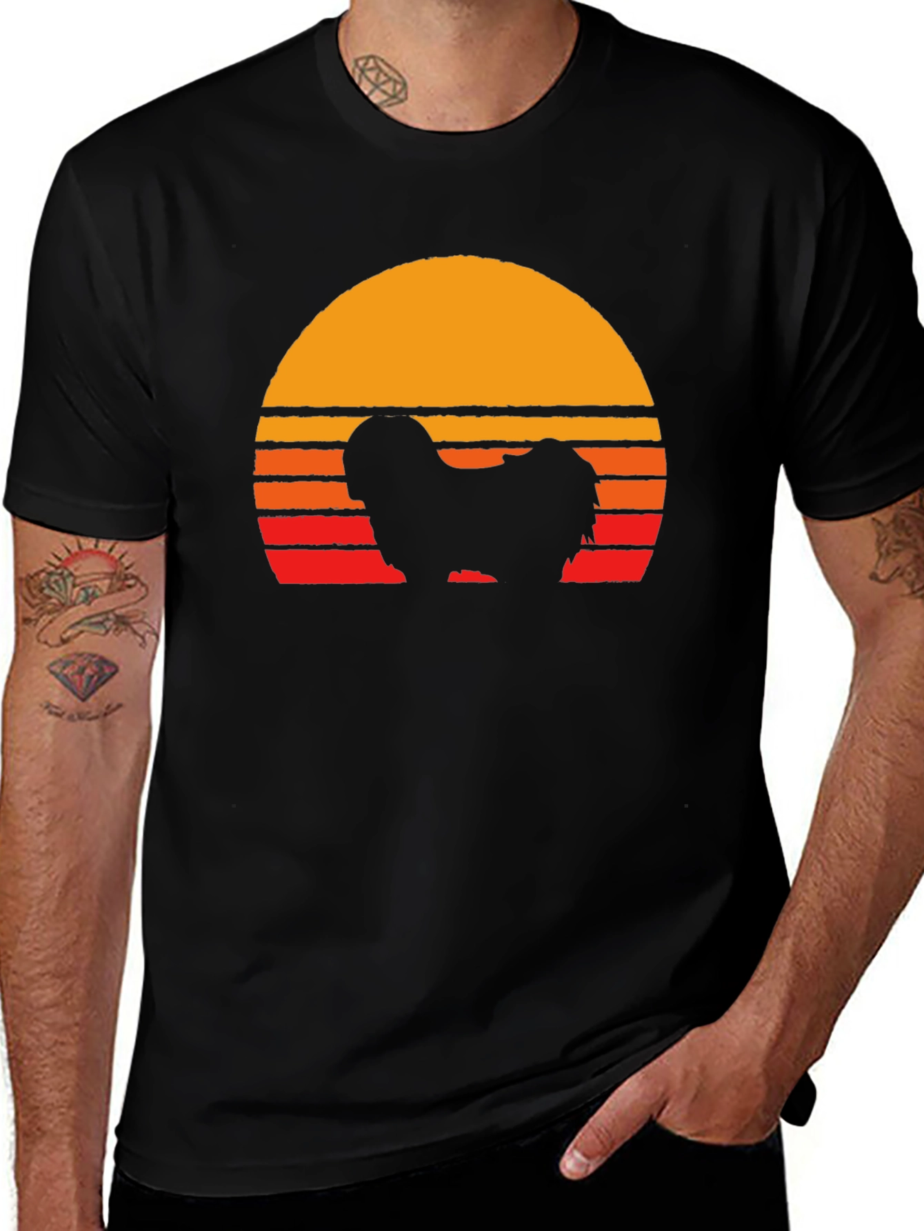 Variant 15 of Retro Dog Silhouette T-Shirt - Sunset Graphic Tee