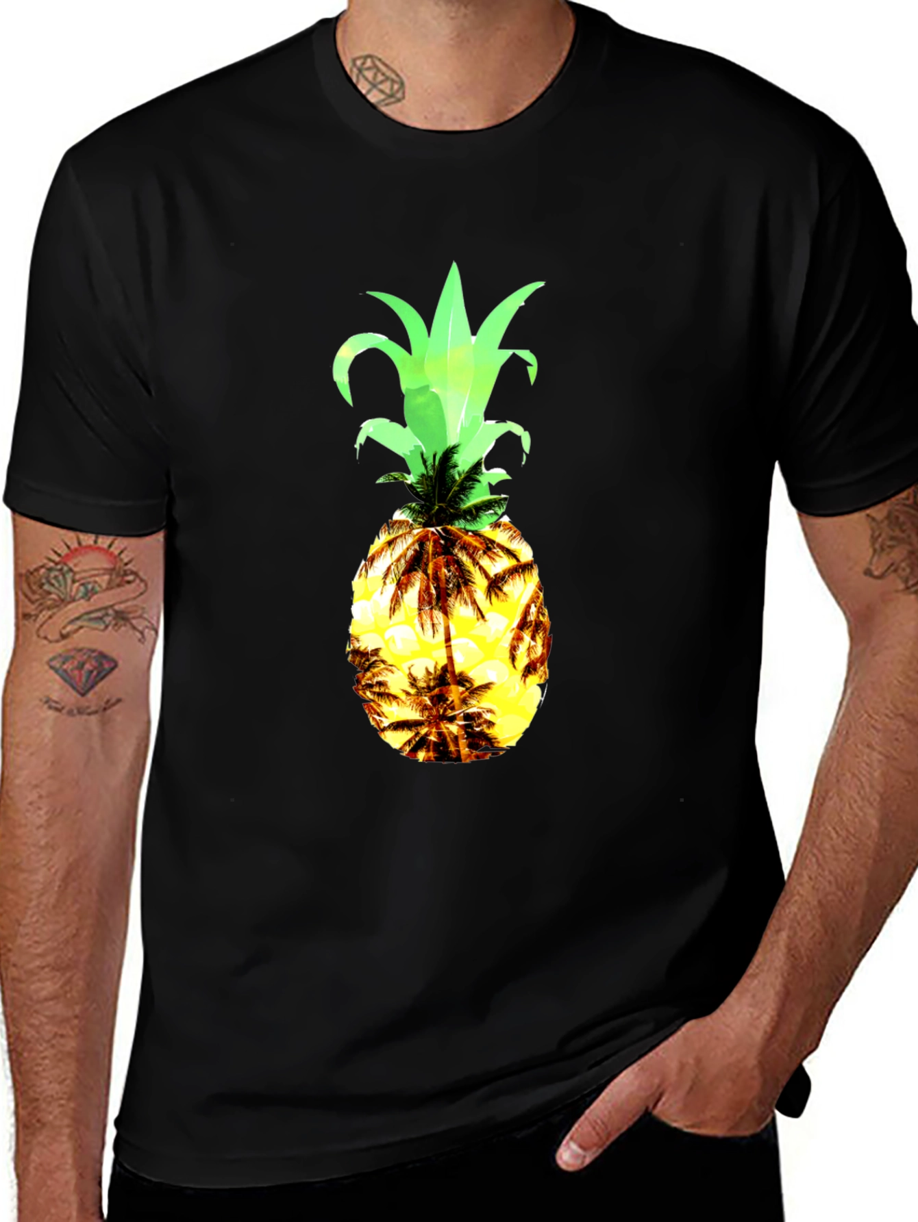 Black Tropical Pineapple Graphic Tee main image