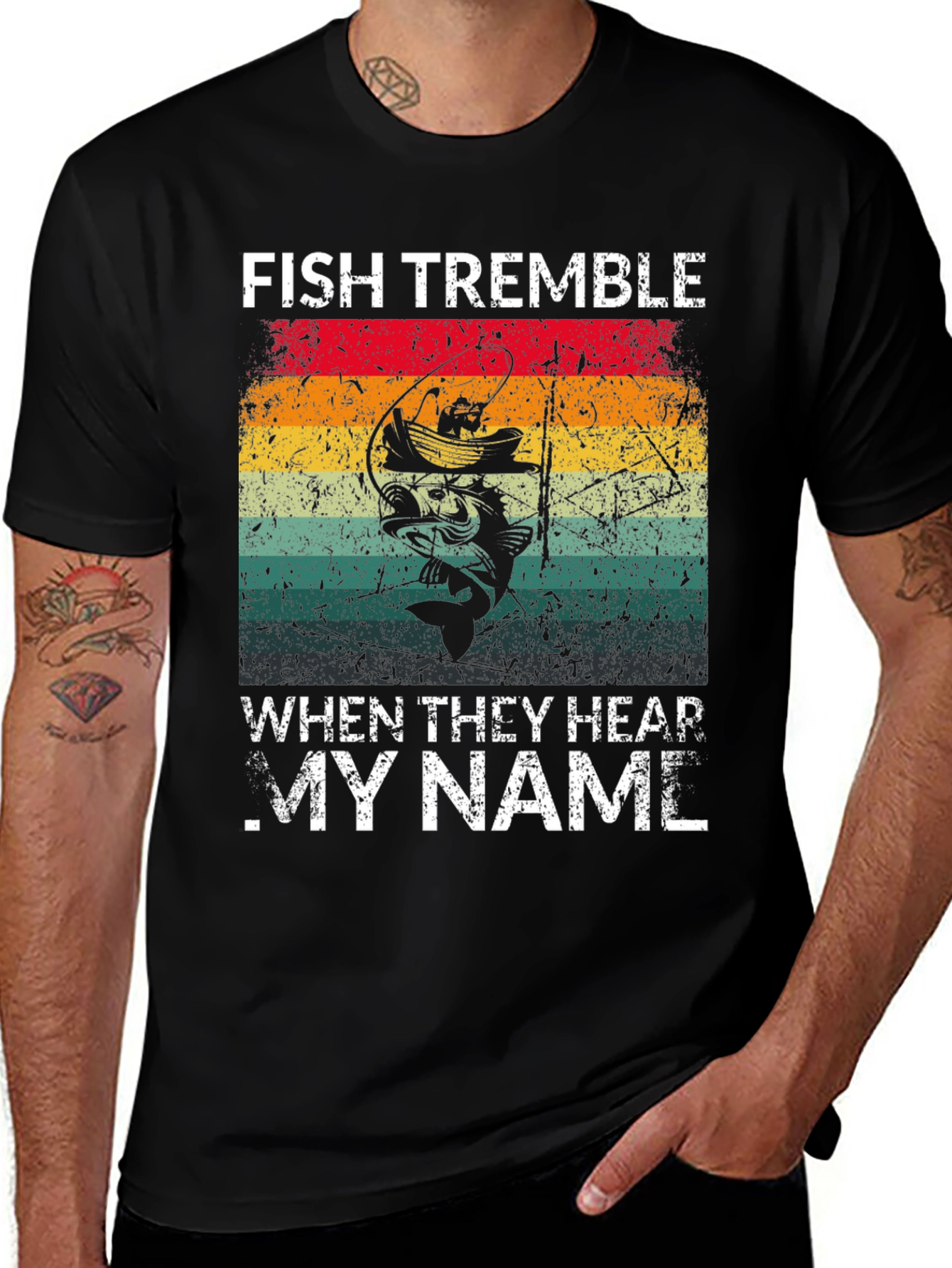 Variant 8 of Fish Tremble T-Shirt: Angler's Humor Tee