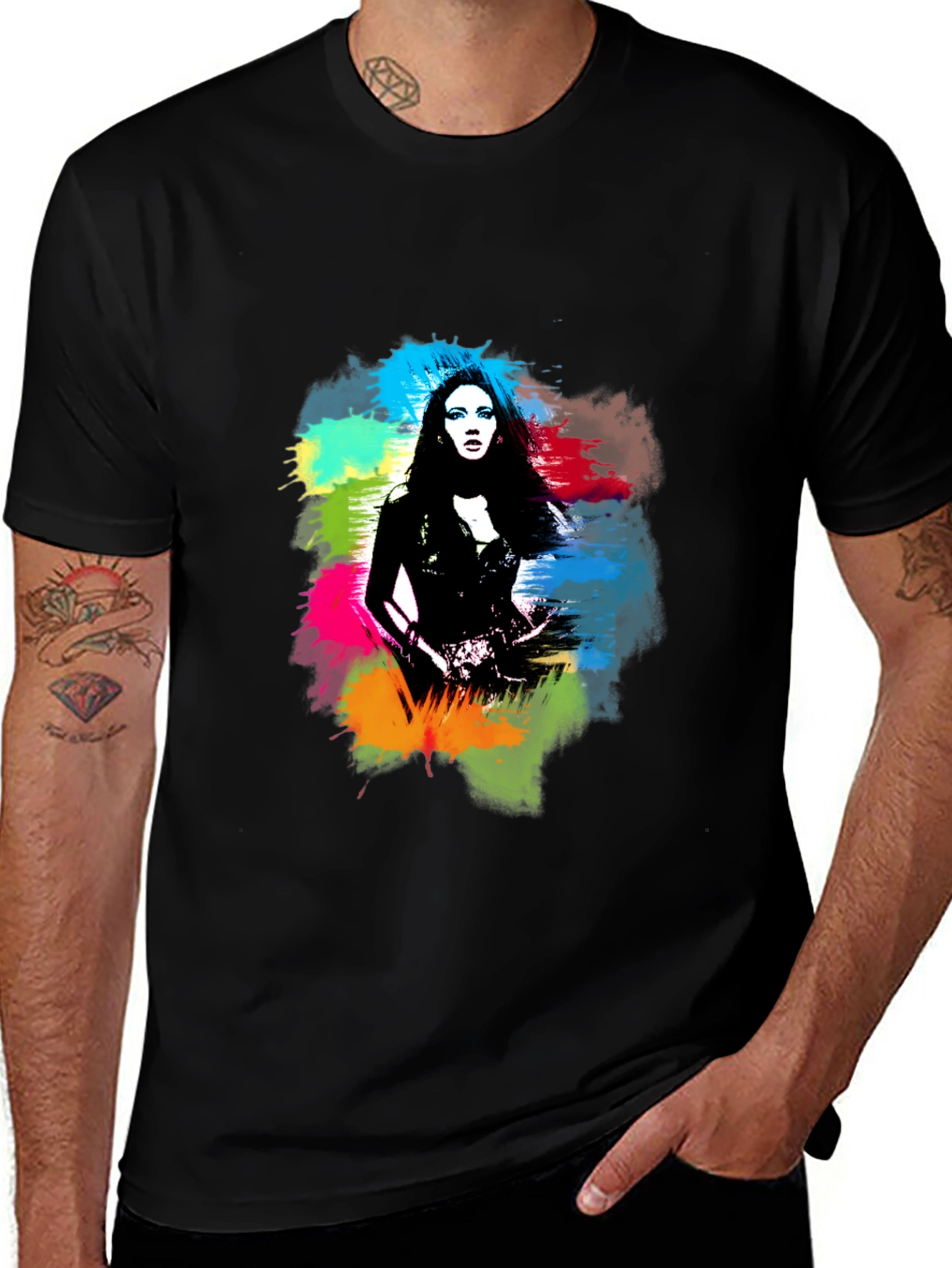 Variant 26 of Vibrant Woman Graphic Black T-Shirt