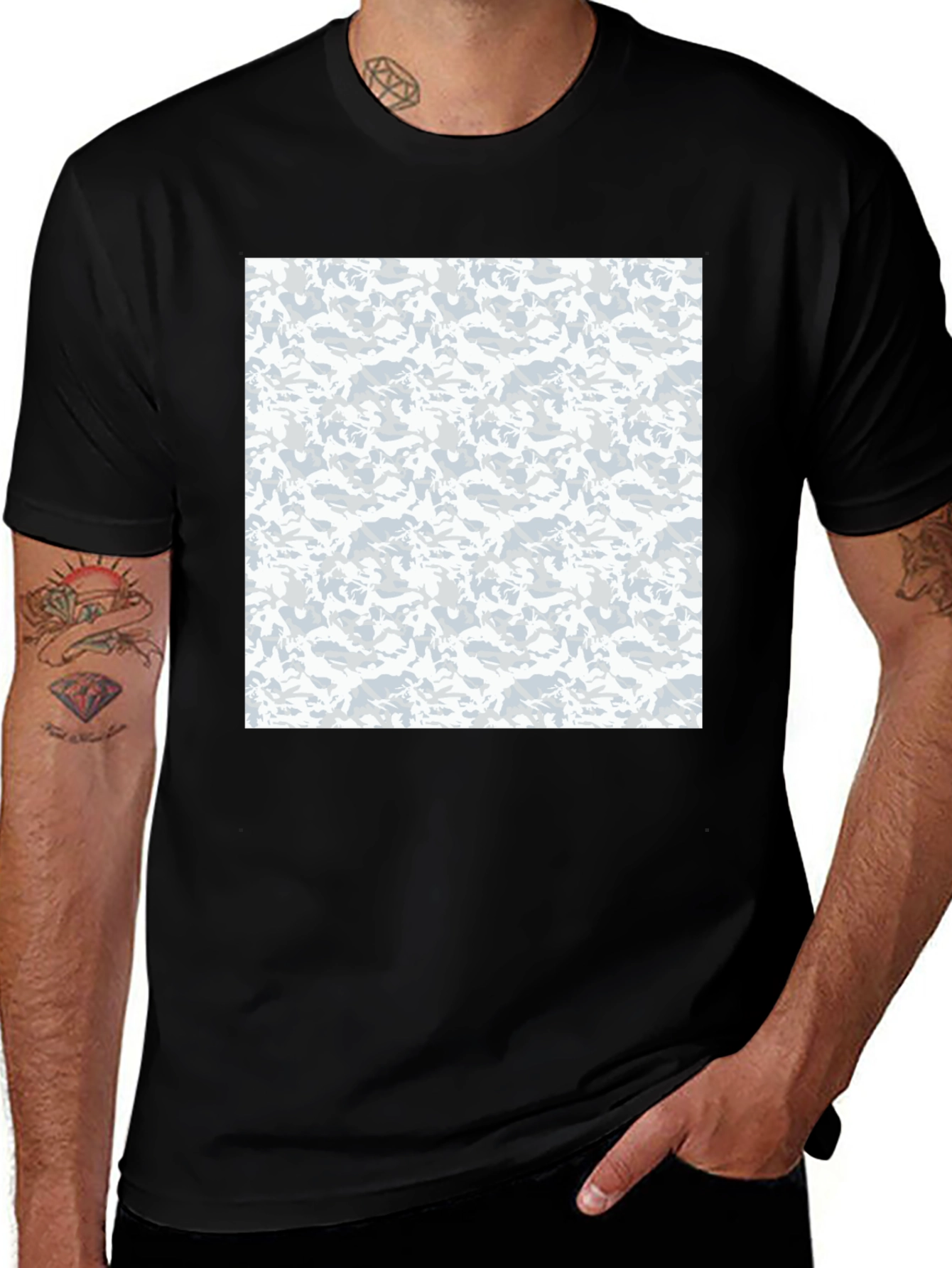 Variant 27 of Urban Camo Print Black T-Shirt