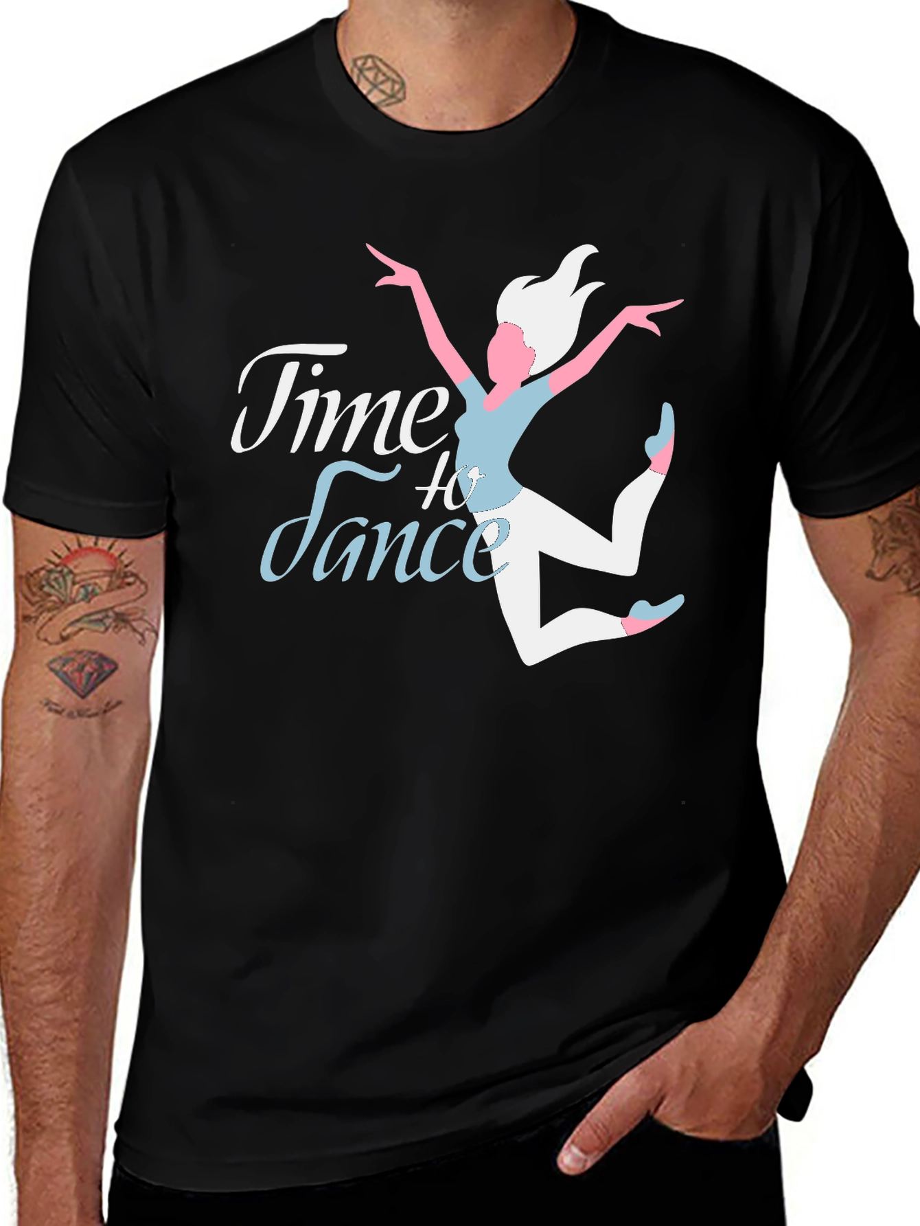 Variant 20 of Time to Dance Graphic Tee - Black Cotton Shirt