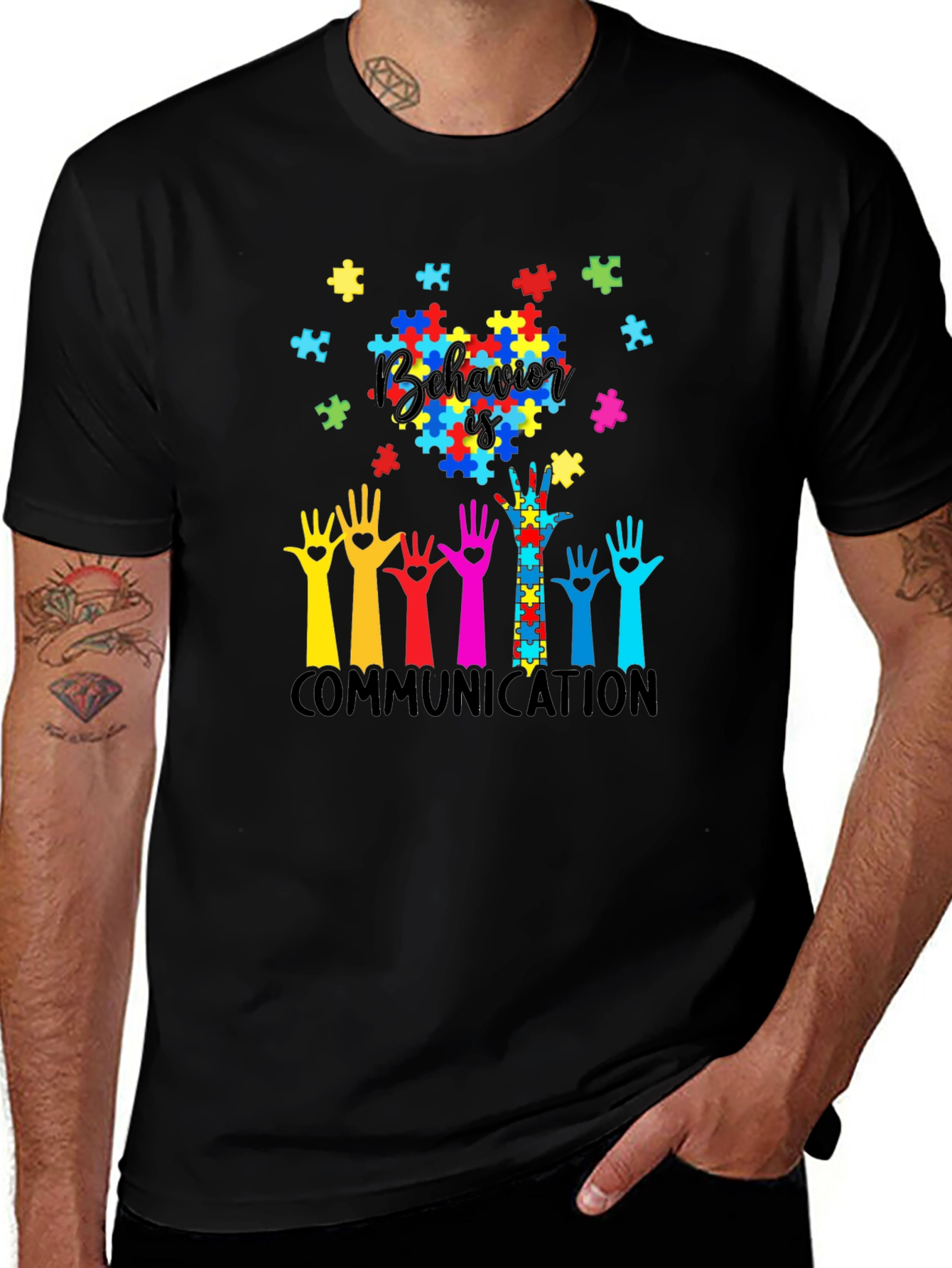 Variant 7 of Autism Awareness Puzzle Piece Graphic Tee