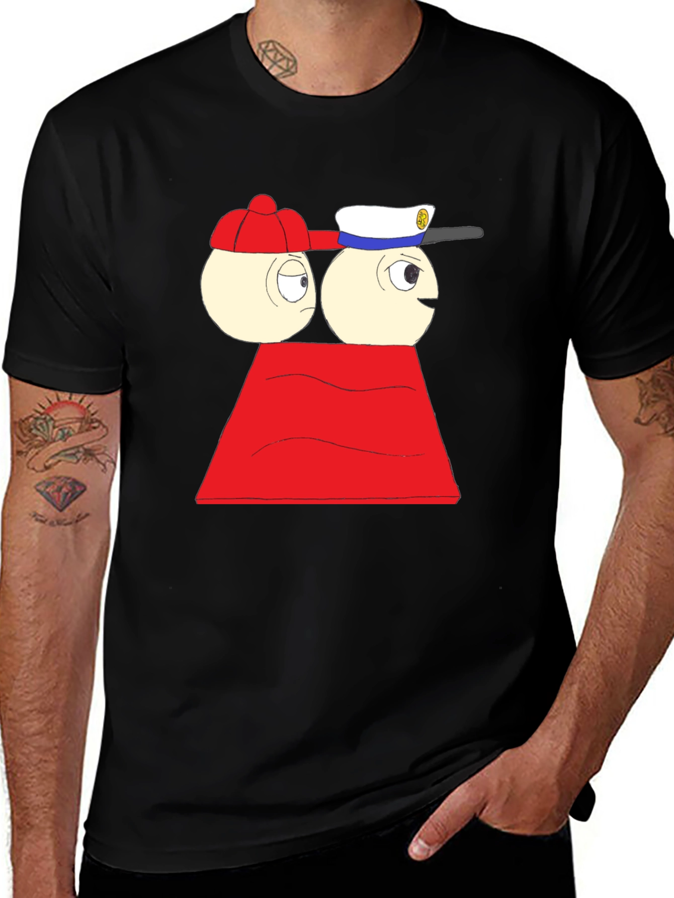Variant 29 of Funny Cartoon Character Black T-Shirt