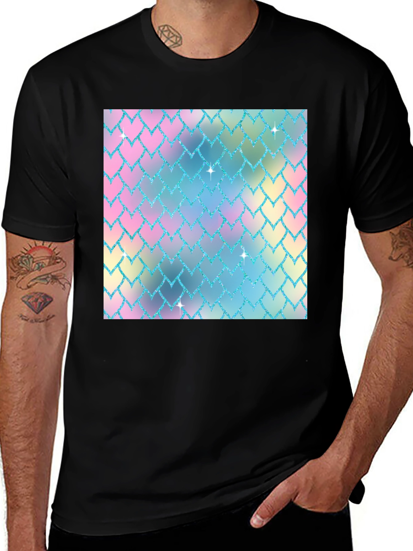 Variant 29 of Pastel Scale Print Black T-Shirt
