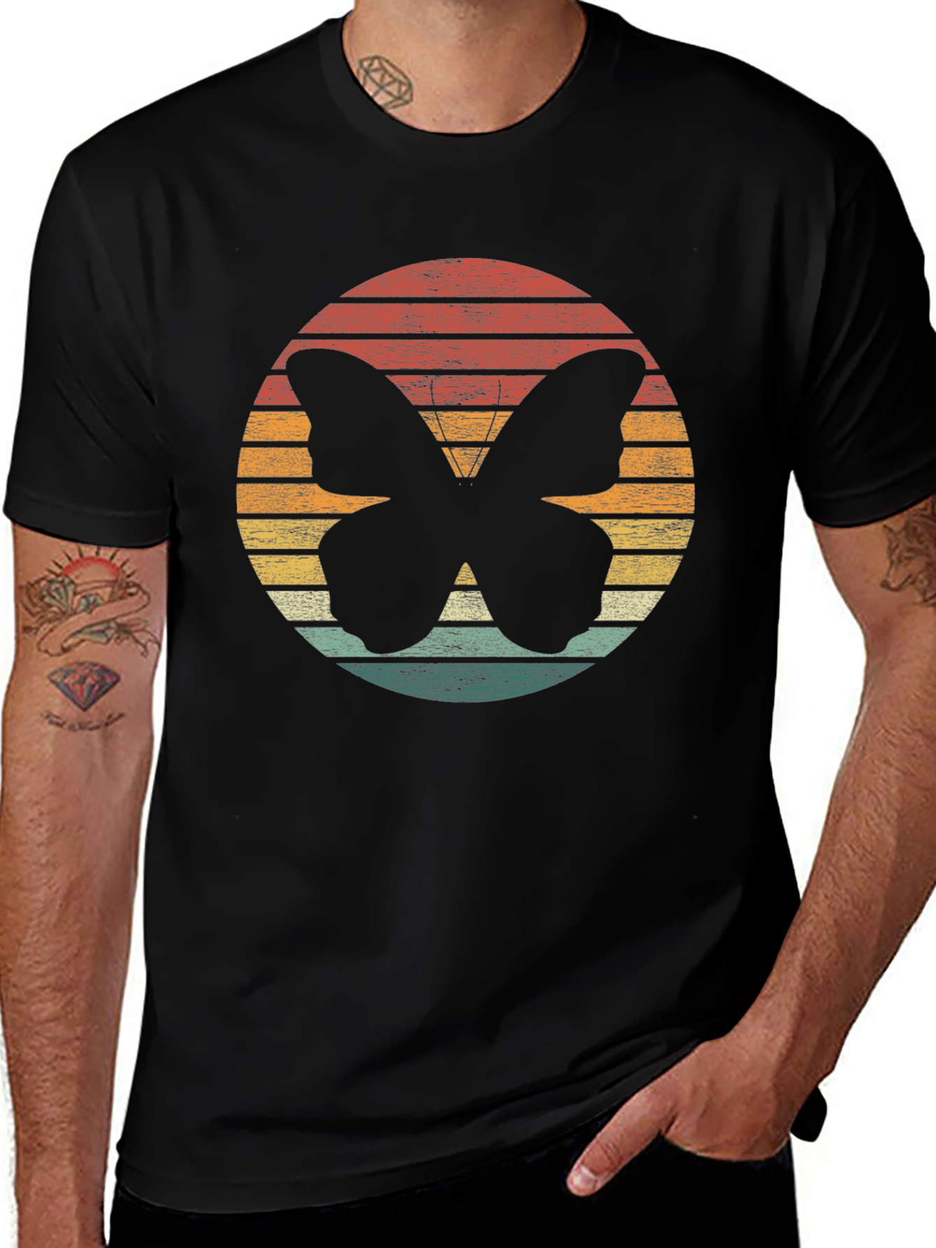 Variant 26 of Retro Butterfly Sunset Graphic T-Shirt