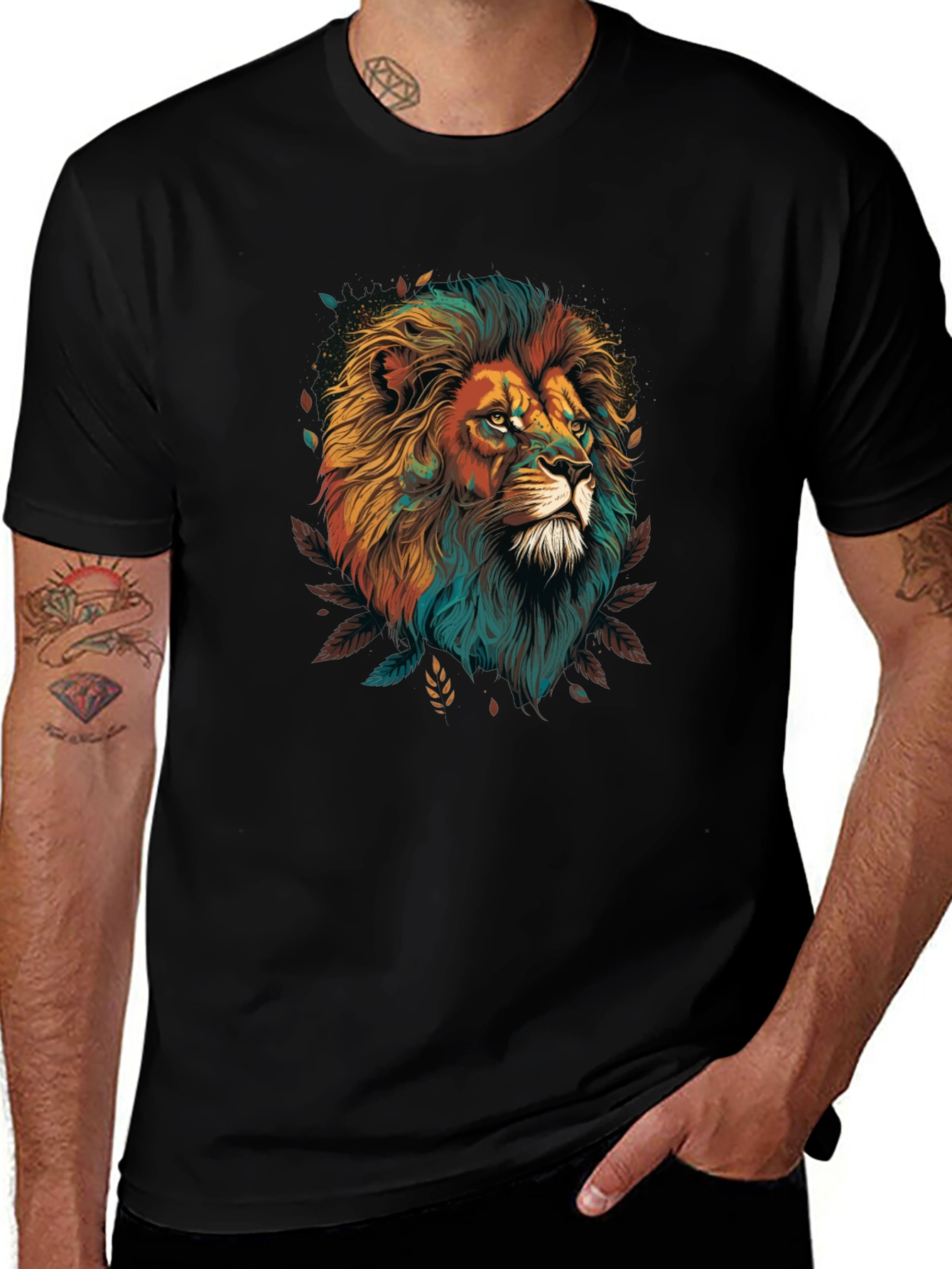 Variant 25 of Lion Graphic Black T-Shirt