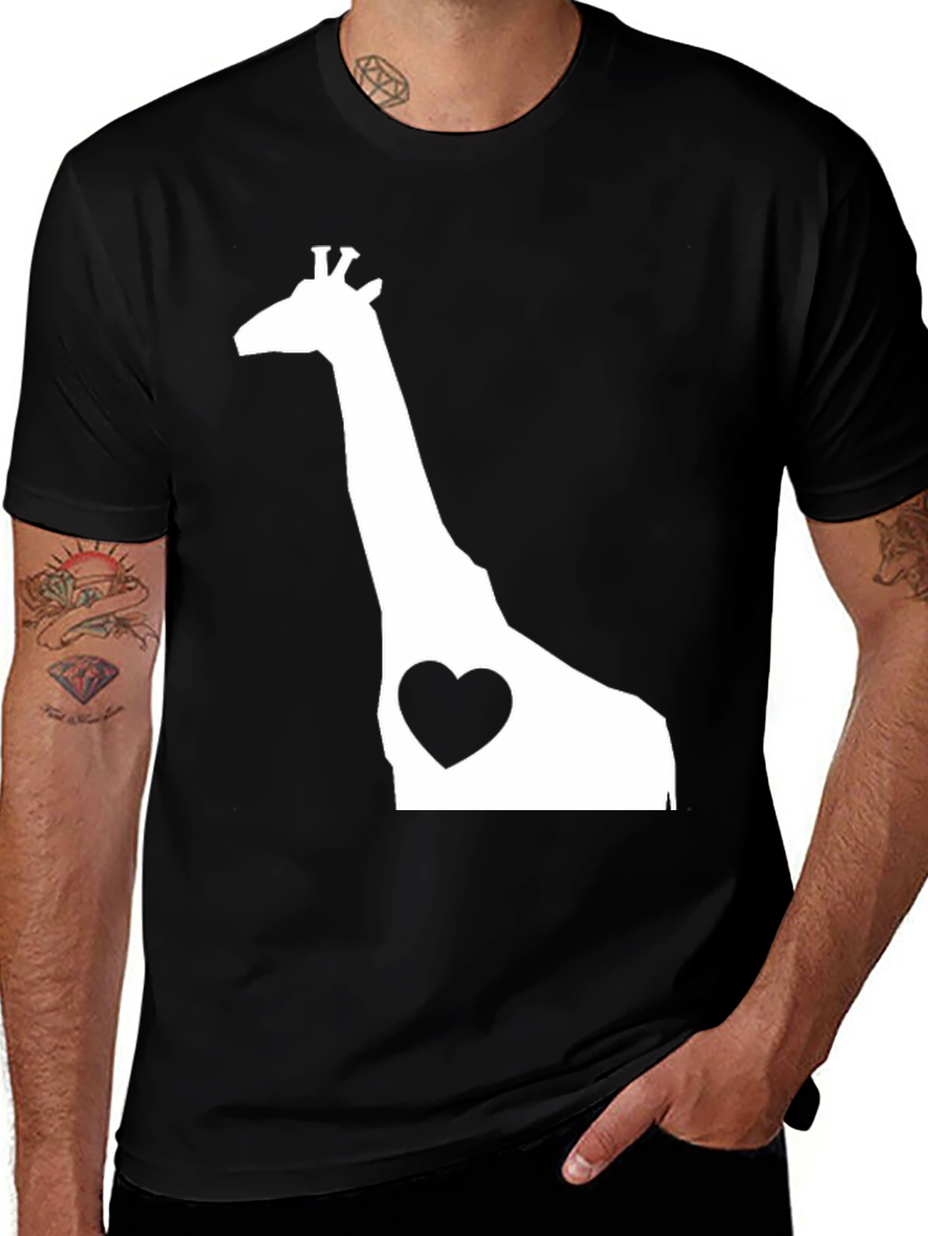 Variant 5 of Giraffe Heart Graphic Tee - Unique Design
