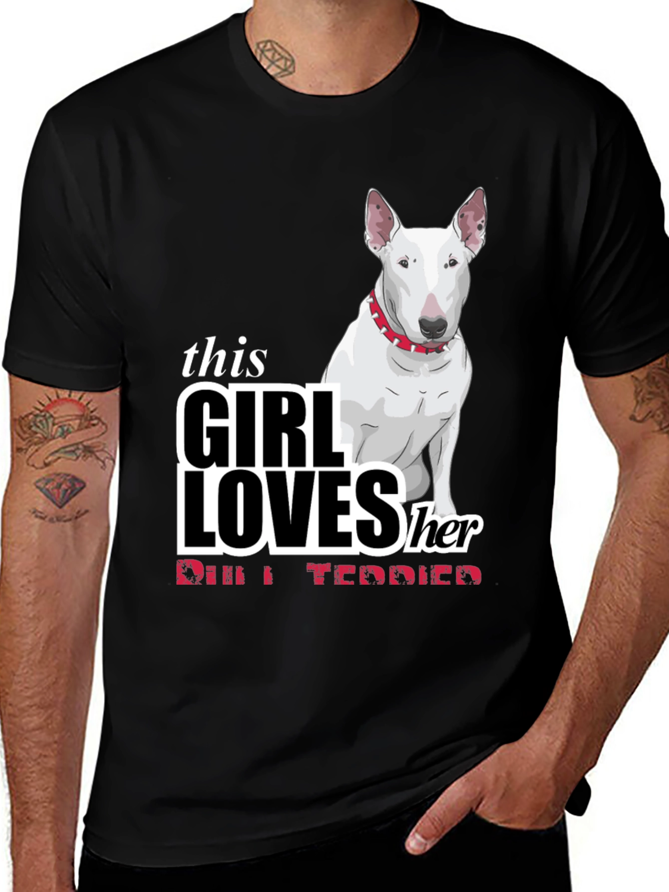 Girl Loves Bull Terrier Black T-Shirt