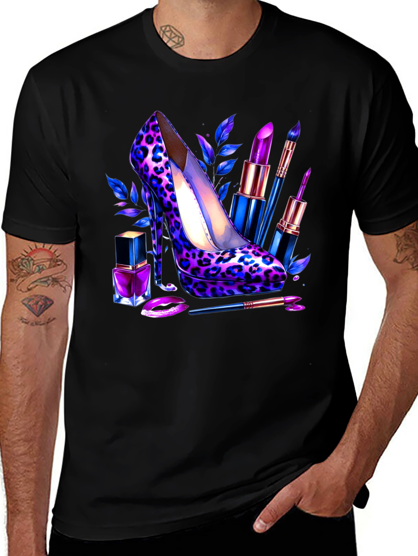 Variant 19 of Glam Leopard Print Makeup T-Shirt