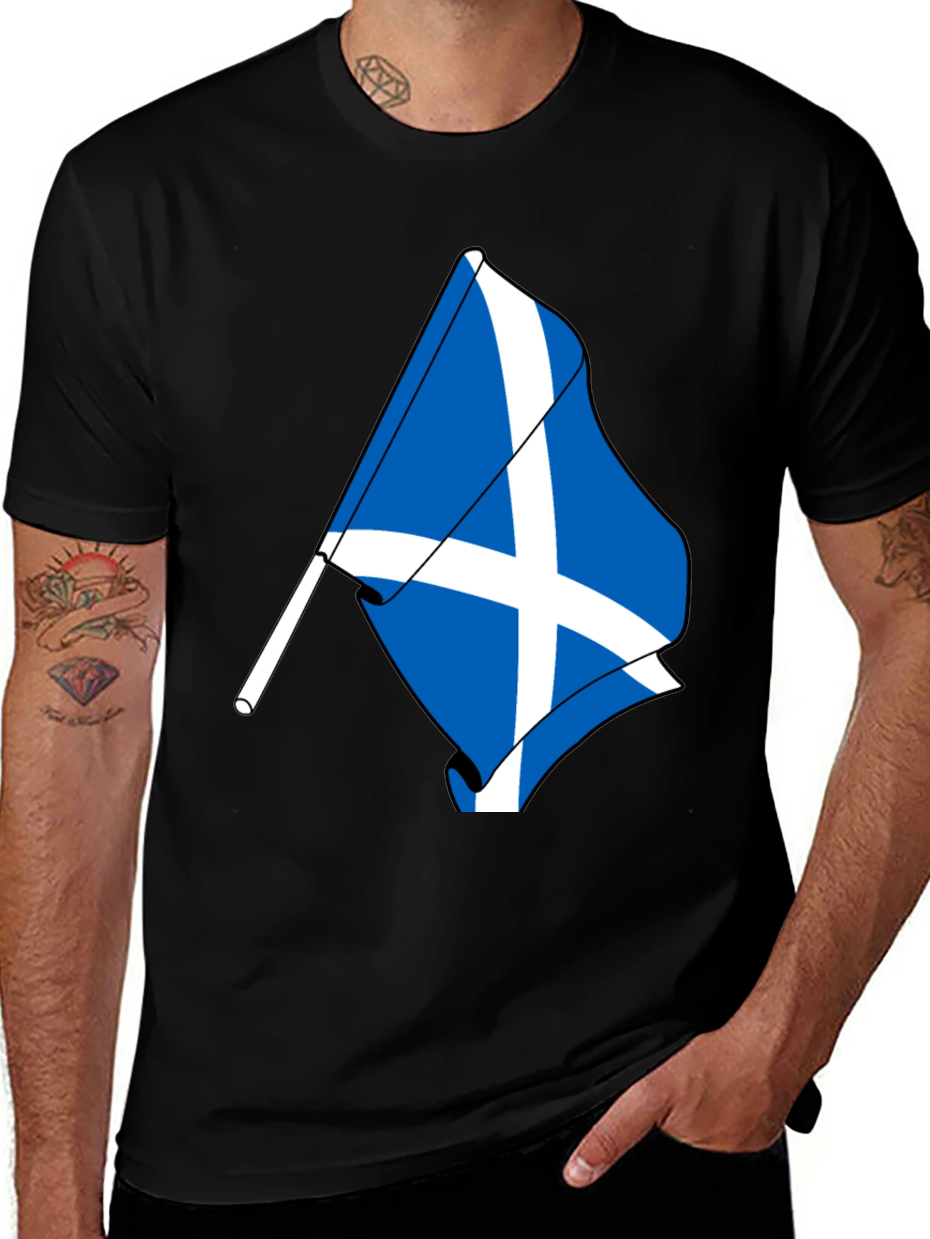 Variant 15 of Scotland Flag Graphic Tee - Black Cotton Blend